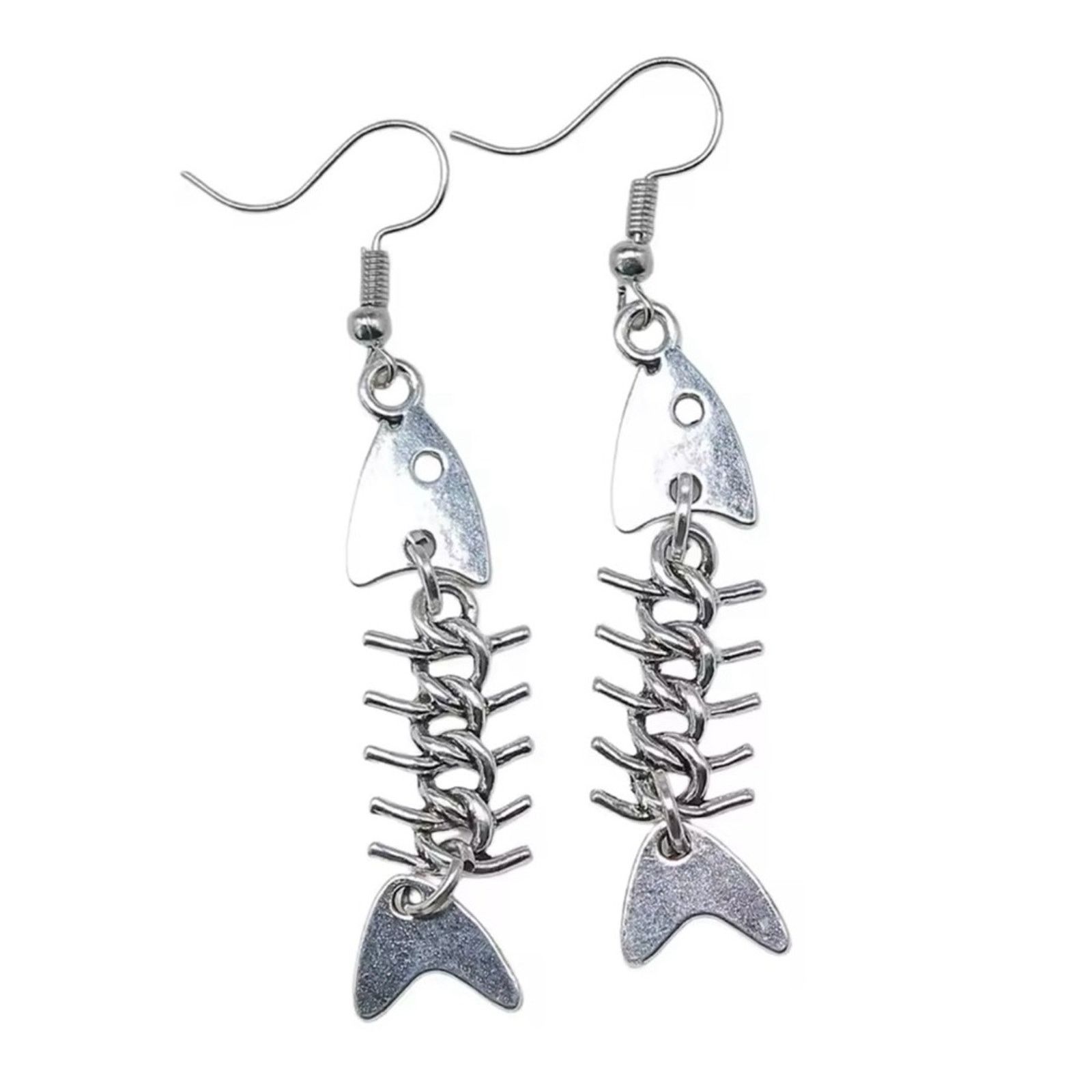 Other Retro Silver Fish Bone Silver Earrings Size ONE SIZE - 3 Thumbnail
