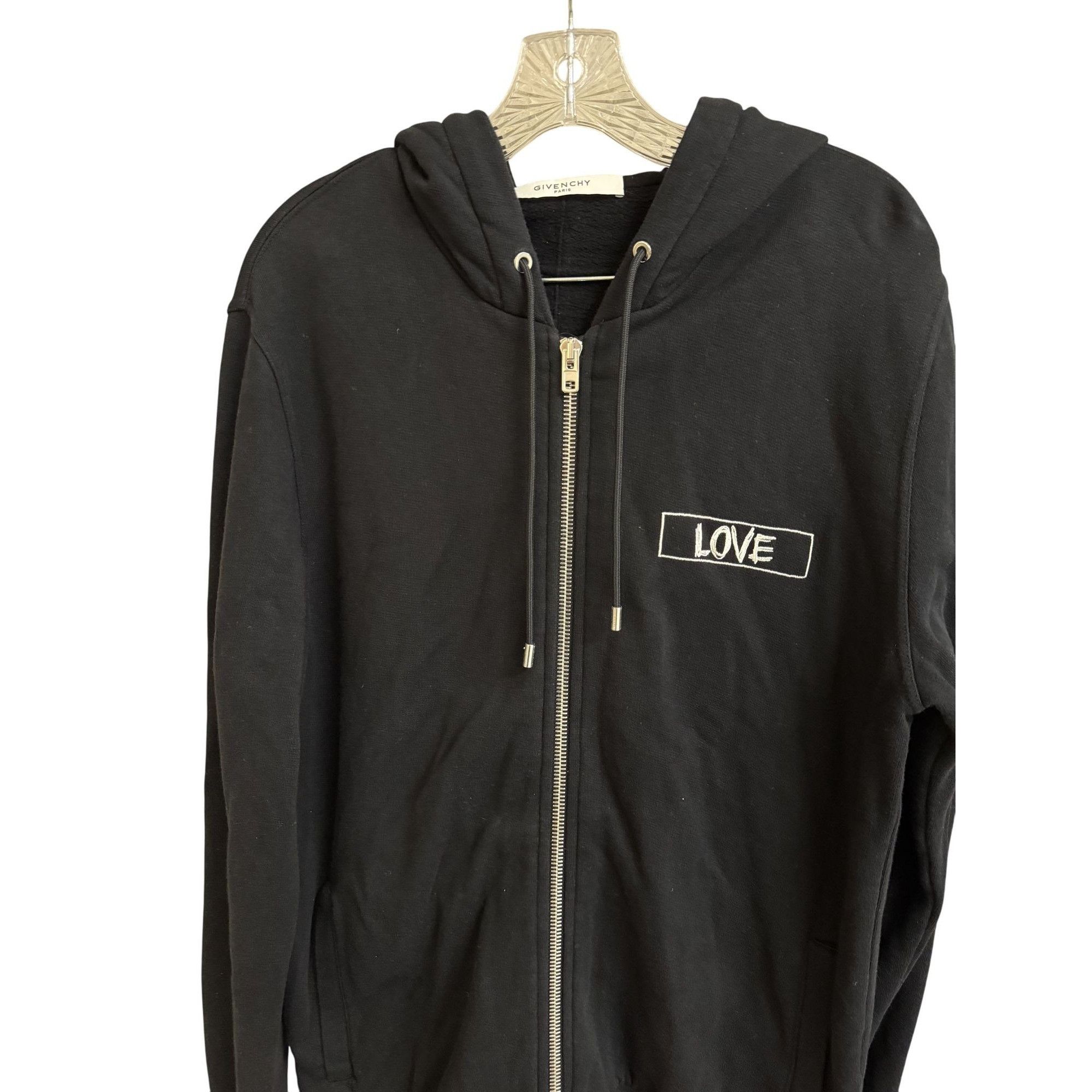 Givenchy Givenchy Black "Love" Hoodie S Cotton & Viscose Blend Size S / US 4 / IT 40 - 2 Thumbnail