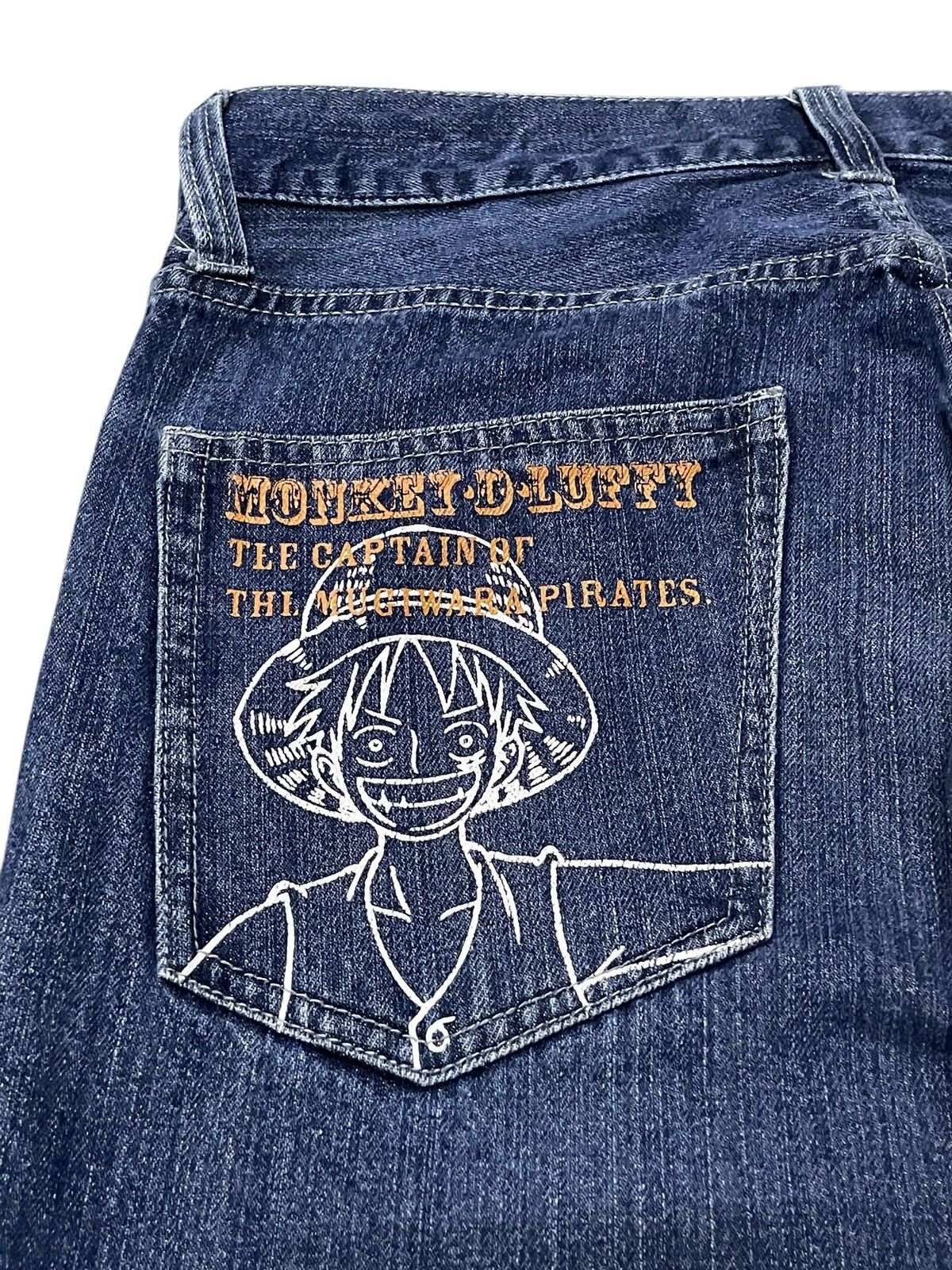 Japanese Brand Vintage One Piece Anime Ace And Luffy On Fire Rare Jeans Size US 30 / EU 46 - 19 Thumbnail