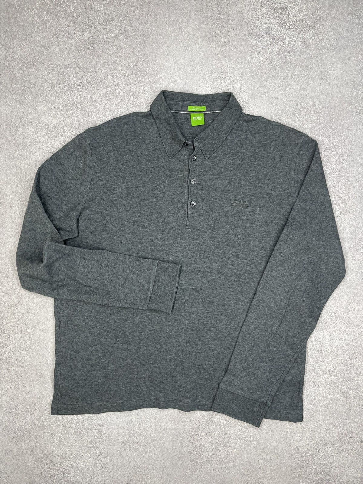 Hugo Boss Mens Hugo Boss Polo Longsleeve Grey Size US L / EU 52-54 / 3 - 2 Thumbnail