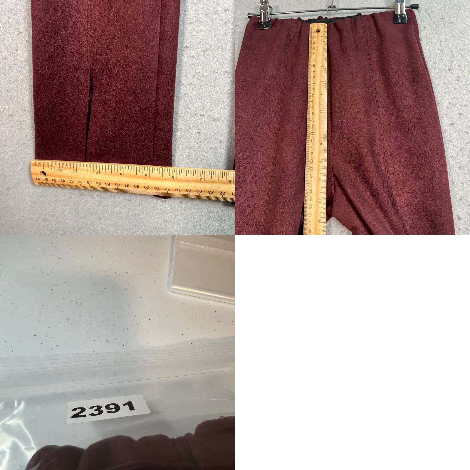 AVEC LES FILLES Avec Les Filles Womens XS Burgundy Faux Suede Textured Stretch Pants Size 26" / US 2 / IT 38 - 8 Thumbnail