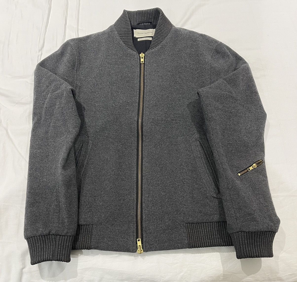 image of Oliver Spencer Felt Bomber in Grey, Men's (Size XL)