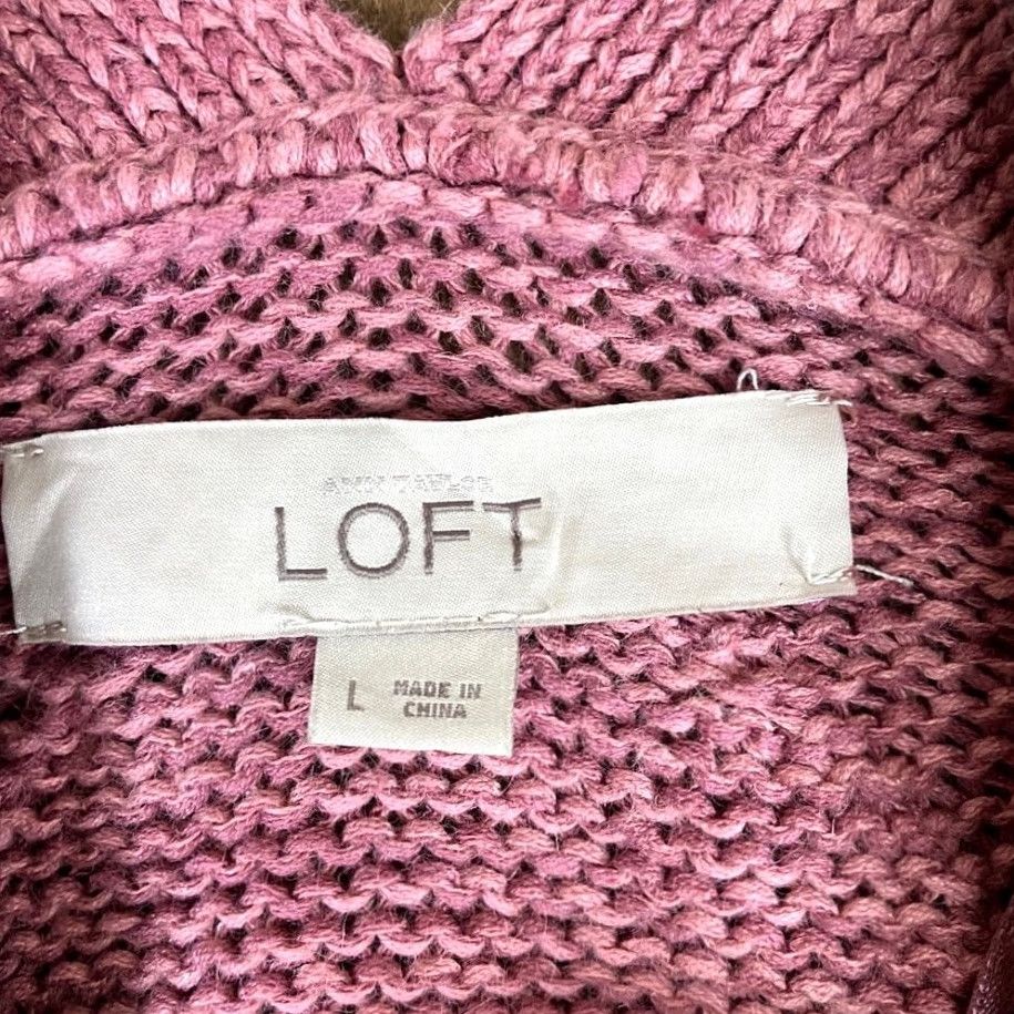 Loft LOFT Ann Taylor Womens Cardigan Purple Open Knit Relaxed Large Knitted Sweater Size L / US 10 / IT 46 - 6 Thumbnail
