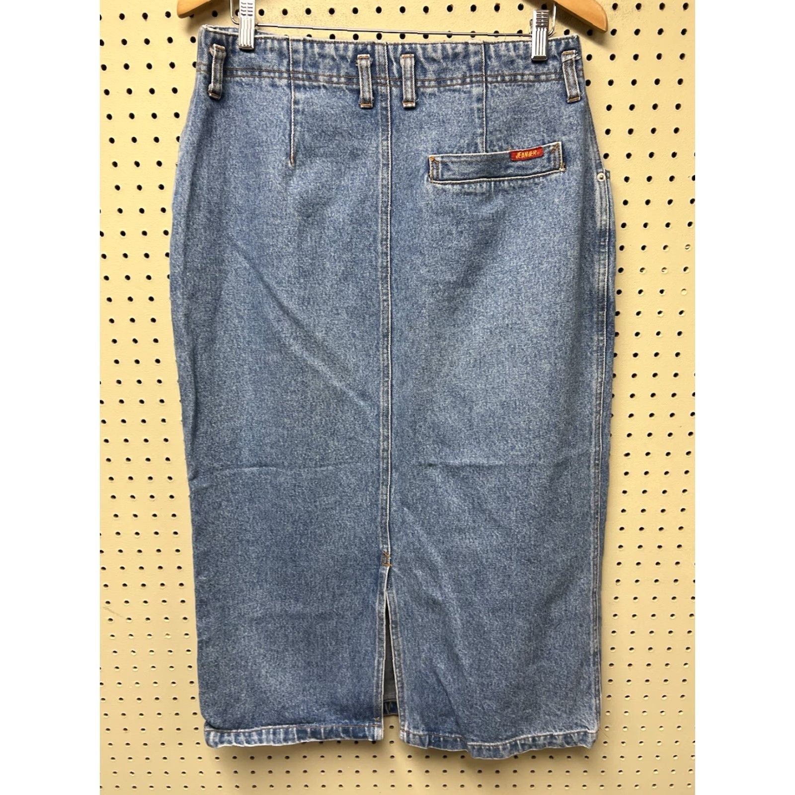 Jordache VINTAGE Jordache Denim Jean Long Skirt 15/16 Women Blue Cotton High Rise Pockets Zipper Slit 80s 90s Functional Condition: See Photos Size 36" / US 14 / IT 50 - 2 Thumbnail