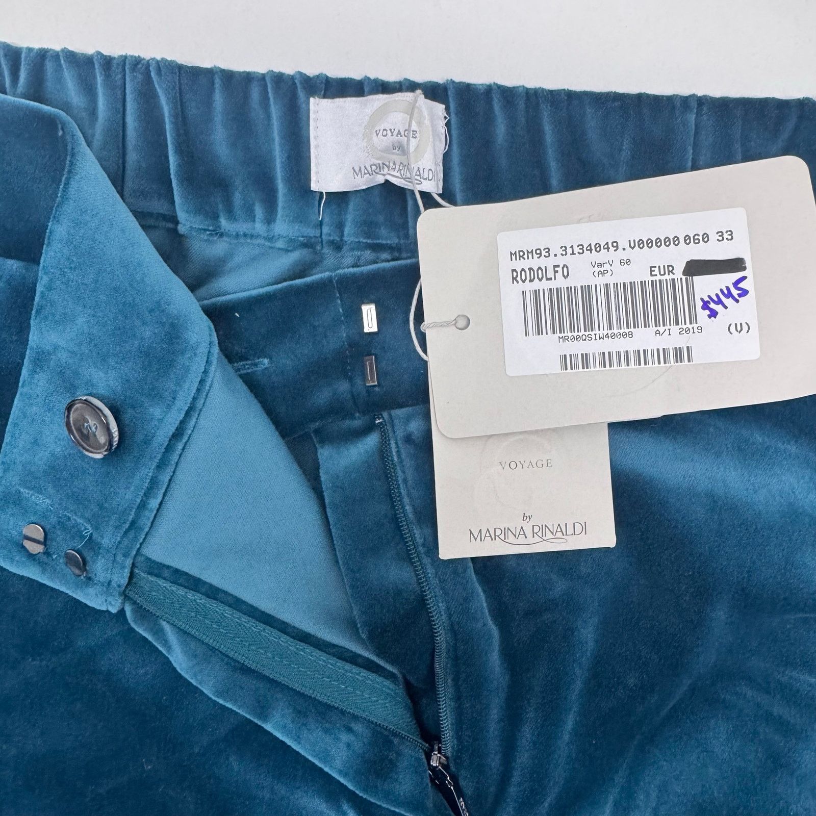 Marina Rinaldi Marina Rinaldi Rodolfo Blue Velvet Trousers Straight Leg 24 Size 24" / US 00 / IT 34 - 7 Thumbnail