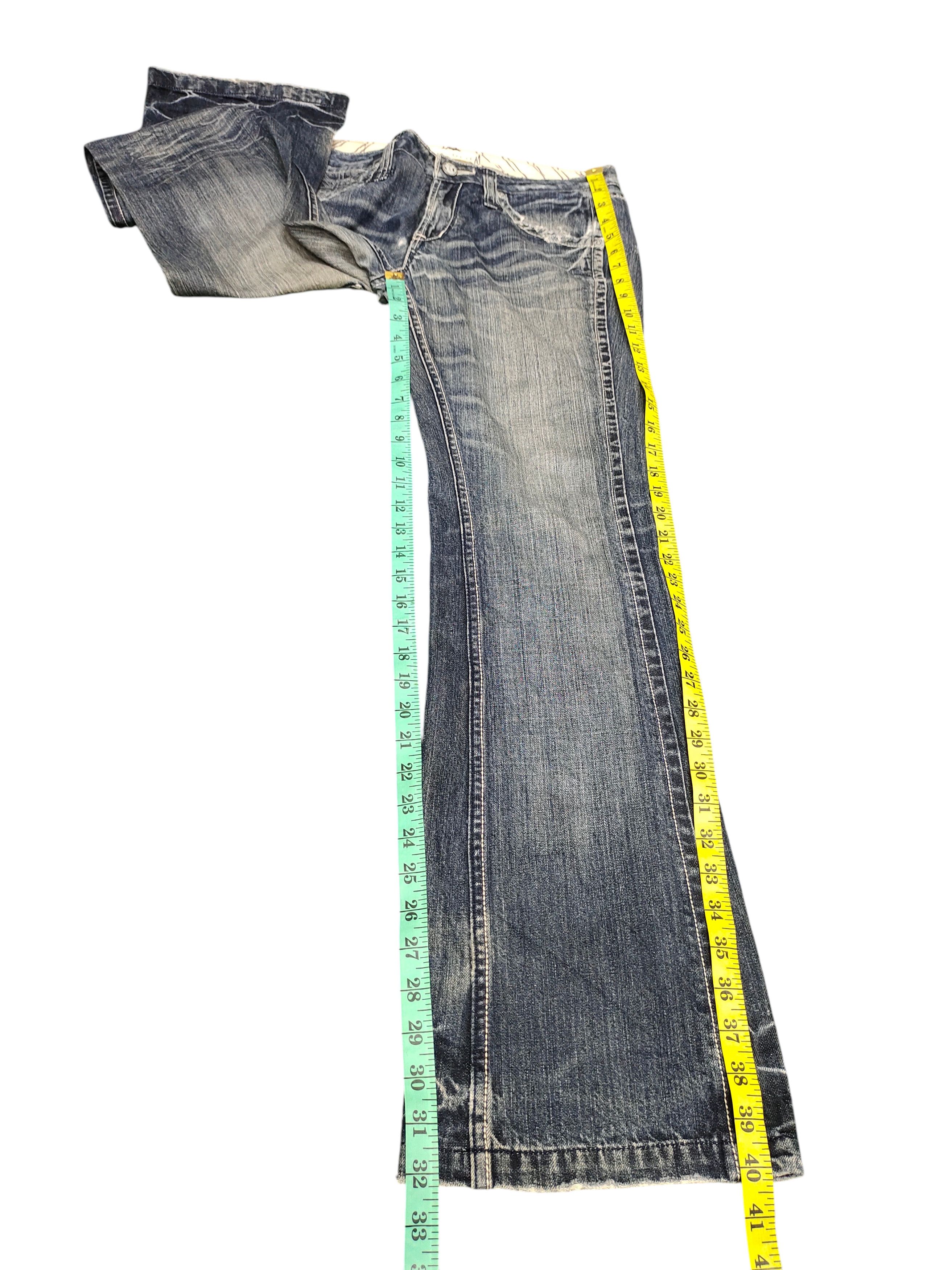 Le Grande Bleu (L.G.B.) Flare Jeans True Brit Embroidered Denim Bootcut Low Rise Size US 30 / EU 46 - 17 Thumbnail