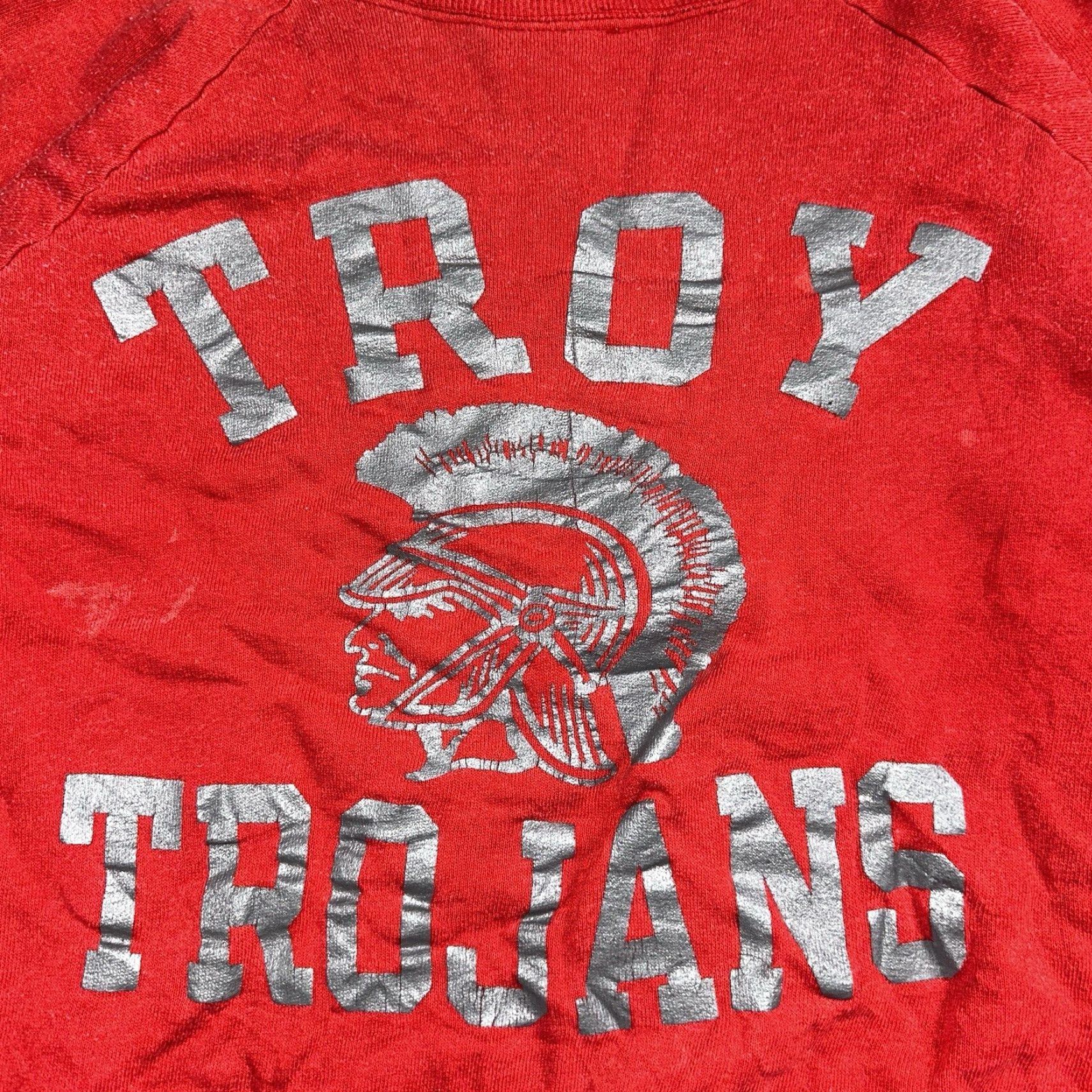 Champion VINTAGE Champion USA Sweatshirt Football 80s Red - Men's Pullover Hooded Cotton Warmup College Troy Trojans Size L Size US L / EU 52-54 / 3 - 2 Thumbnail