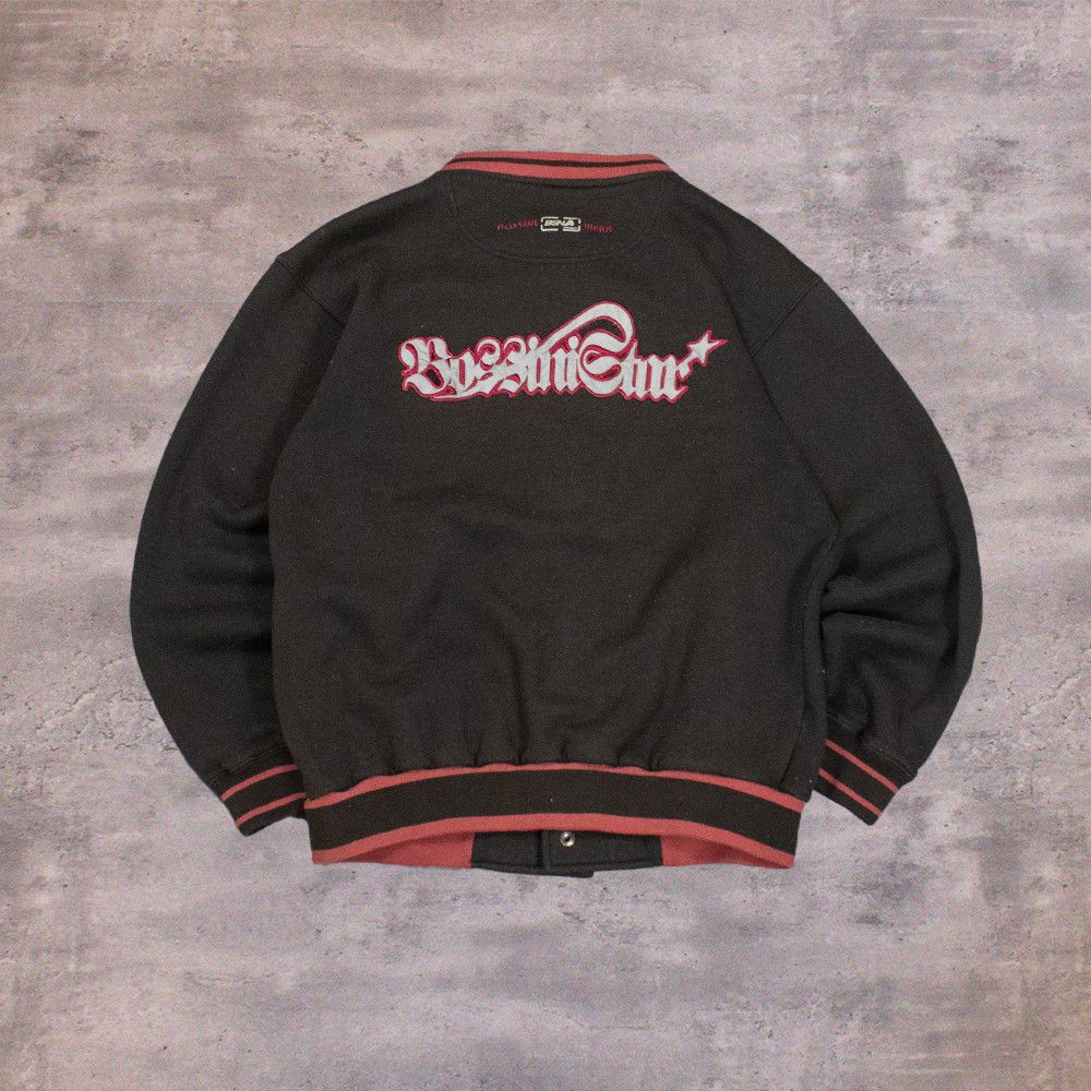 Japanese Brand Y2K 2000's Hill Sports Faded Black Bomber Cardigan Sweater Size US M / EU 48-50 / 2 - 1 Thumbnail