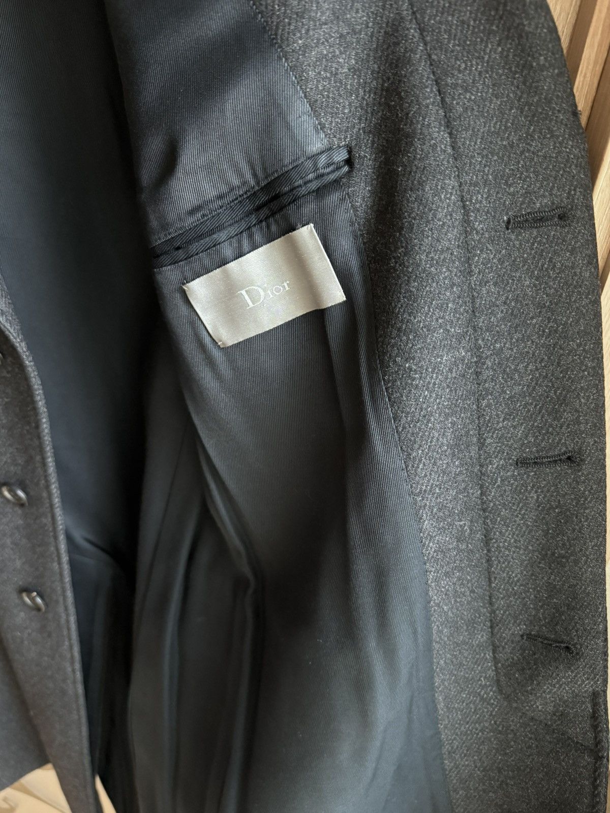 Dior × Hedi Slimane FW07 Dior Homme leather collar cashmere wool coat sz50 Size US M / EU 48-50 / 2 - 7 Thumbnail