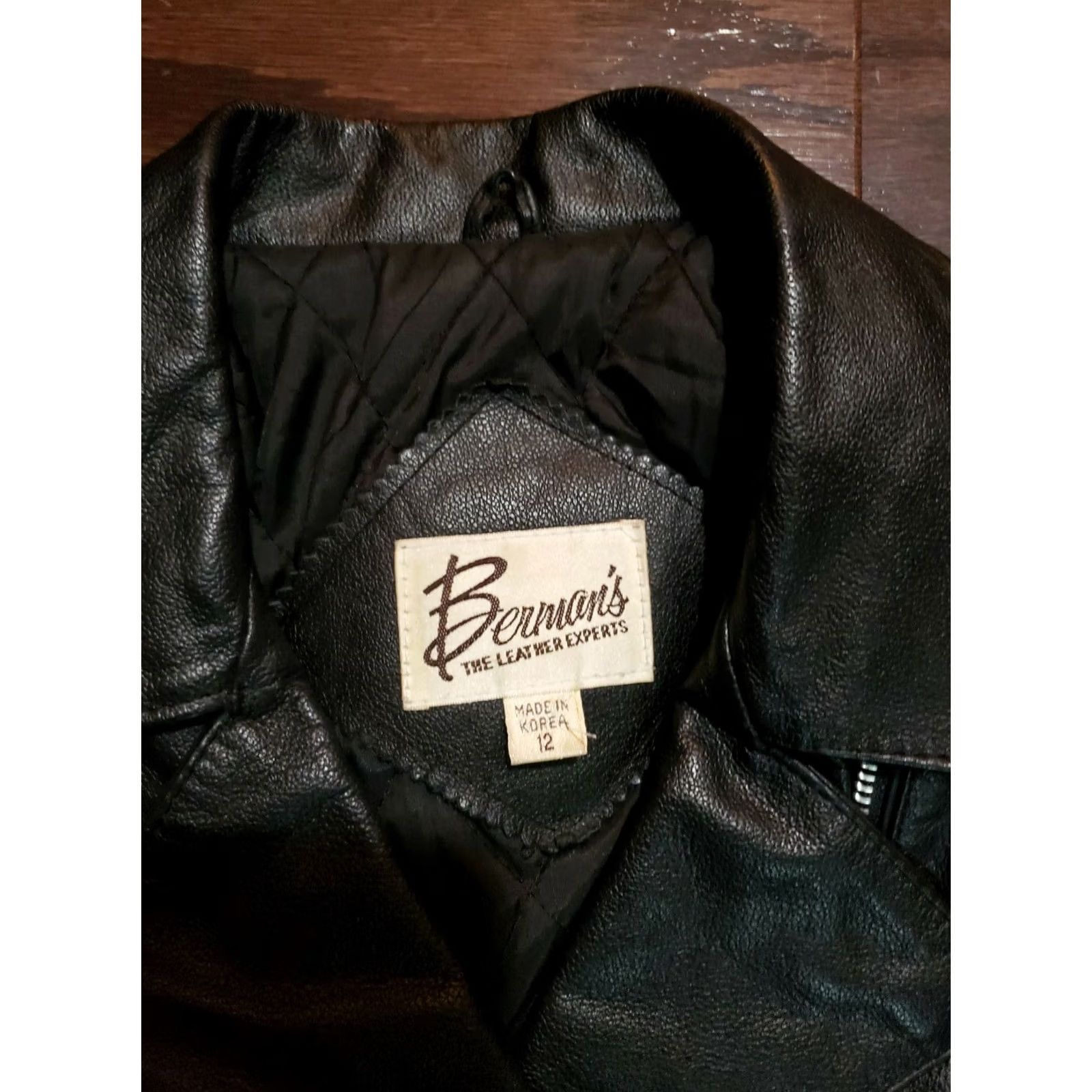 Ben Sherman VINTAGE Bermans Leather Bomber Jacket Women's 12 Black Cafe Racer Motorcycle Style Bomber Jacket Womens Size XL / US 12-14 / IT 48-50 - 5 Thumbnail
