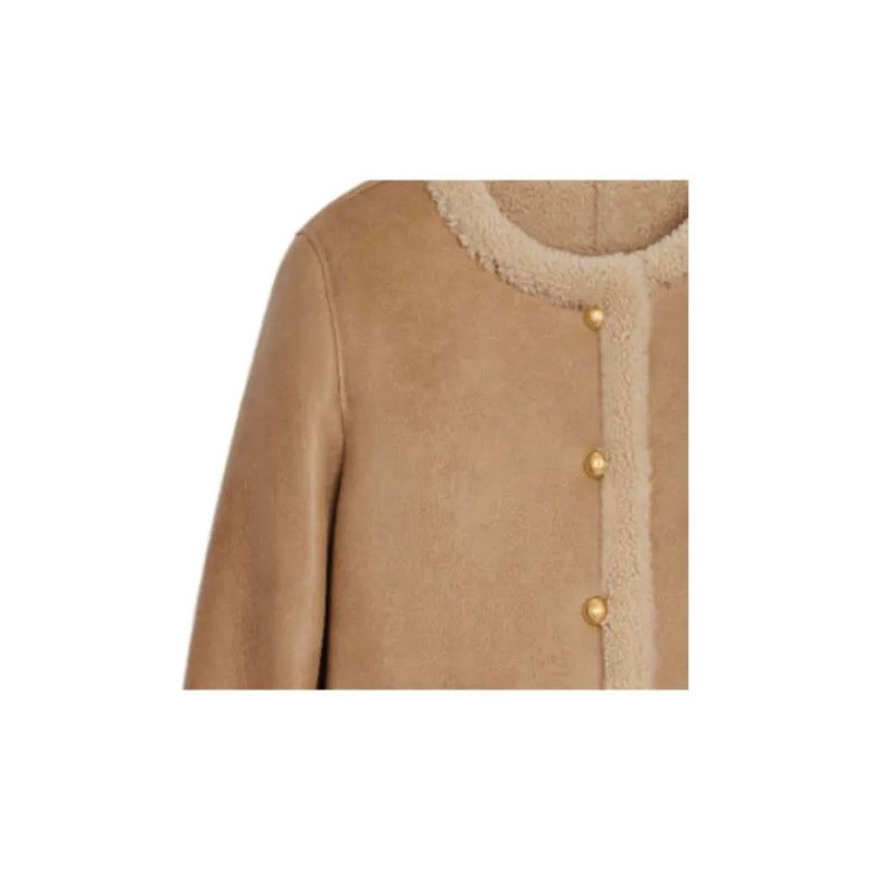 Celine o1w1db10125 2F457274T Shearling Cardigan Jacket in Brown Size XXS / US 00 / IT 34 - 3 Thumbnail
