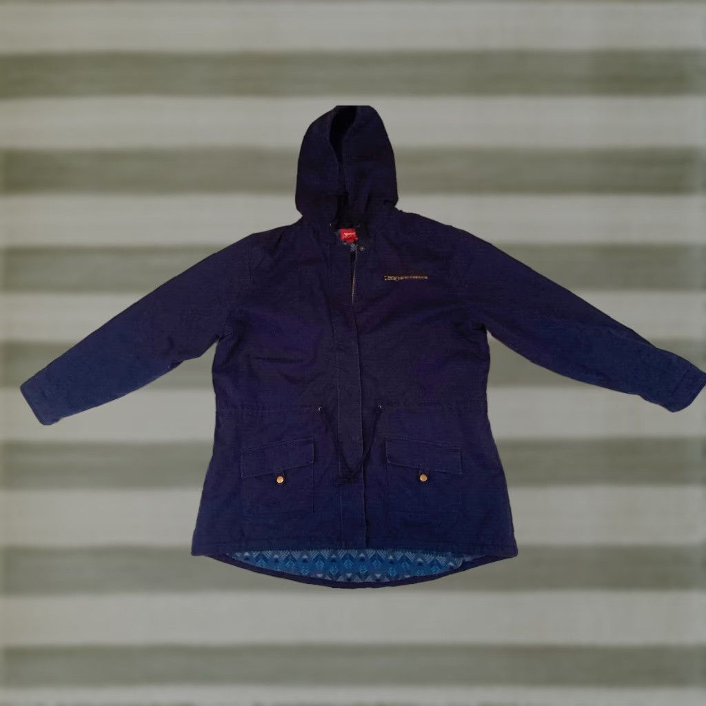 Native VINTAGE Arizona Jeans JRS Plus 2X Women Parka Hoodie Button Canvas Cotton Insulated Blue Jacket Size XXL / US 16-18 / IT 52-54 - 1 Thumbnail