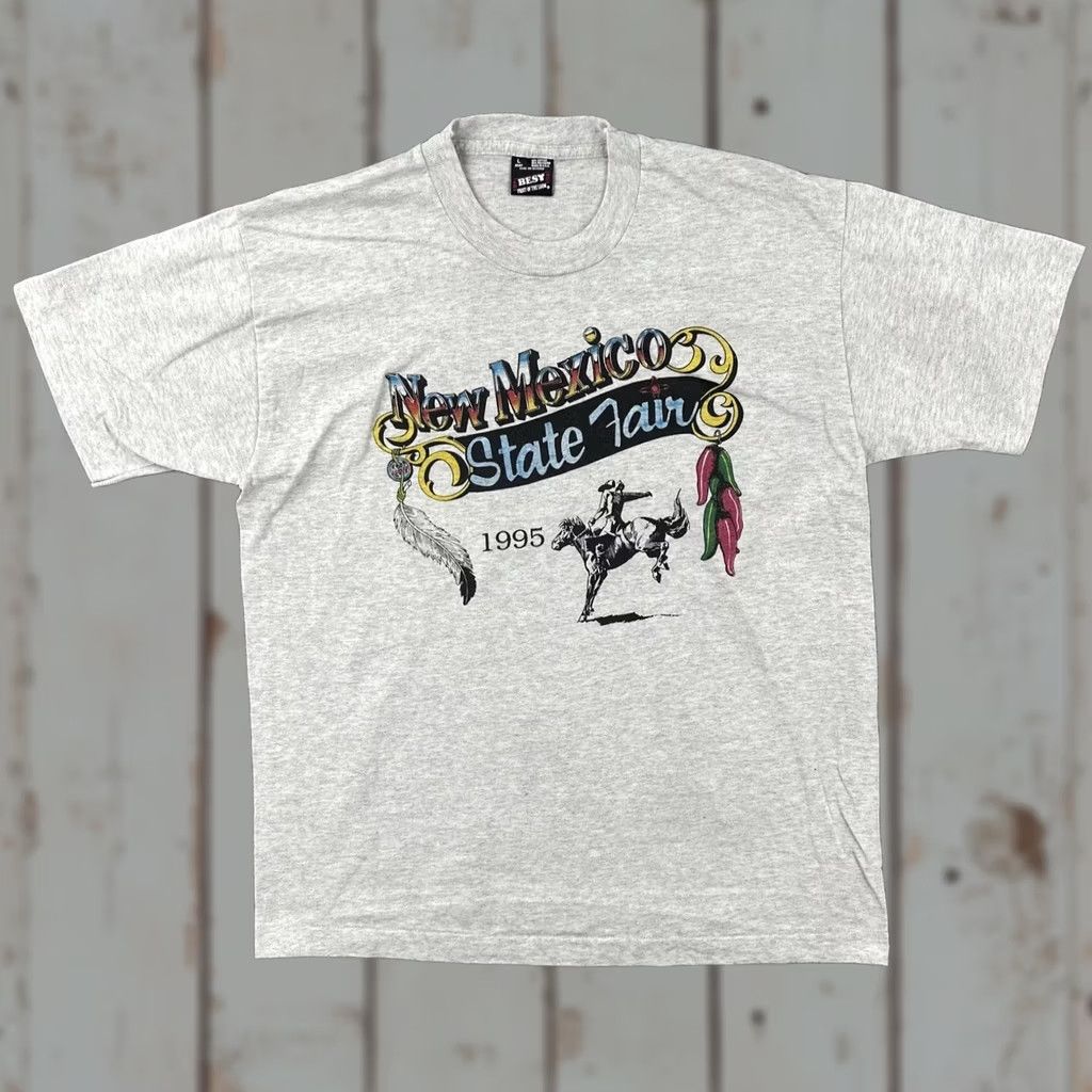 Fruit Of The Loom VINTAGE Fruit of the Loom T Shirt Gray XL 1990s Made in USA NM State Fair Mens Graphic Tee Size US XL / EU 56 / 4 - 1 Thumbnail