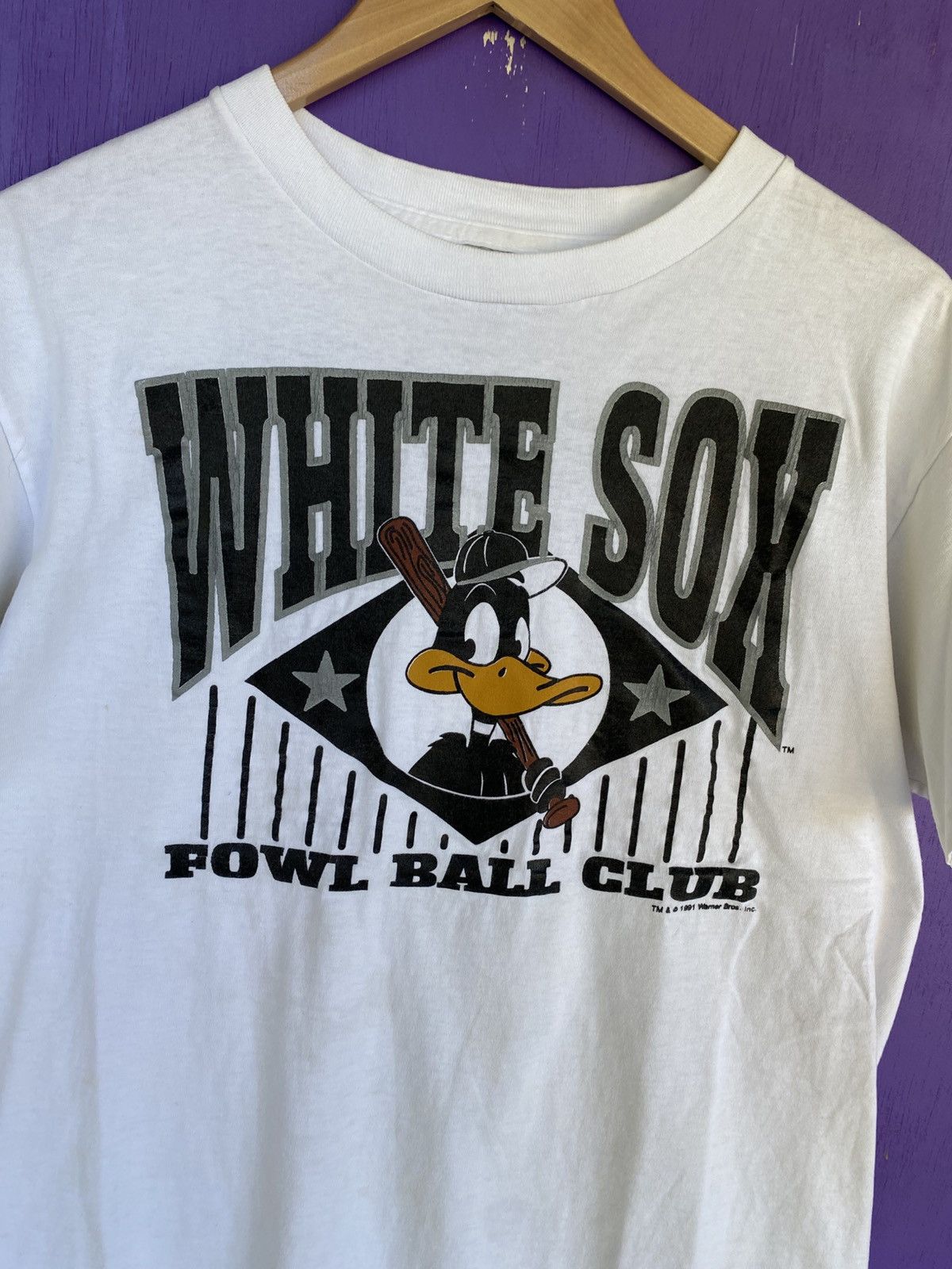 MLB Vintage 1991 Looney tunes Daffy duck white sox t-shirt Size US L / EU 52-54 / 3 - 3 Thumbnail