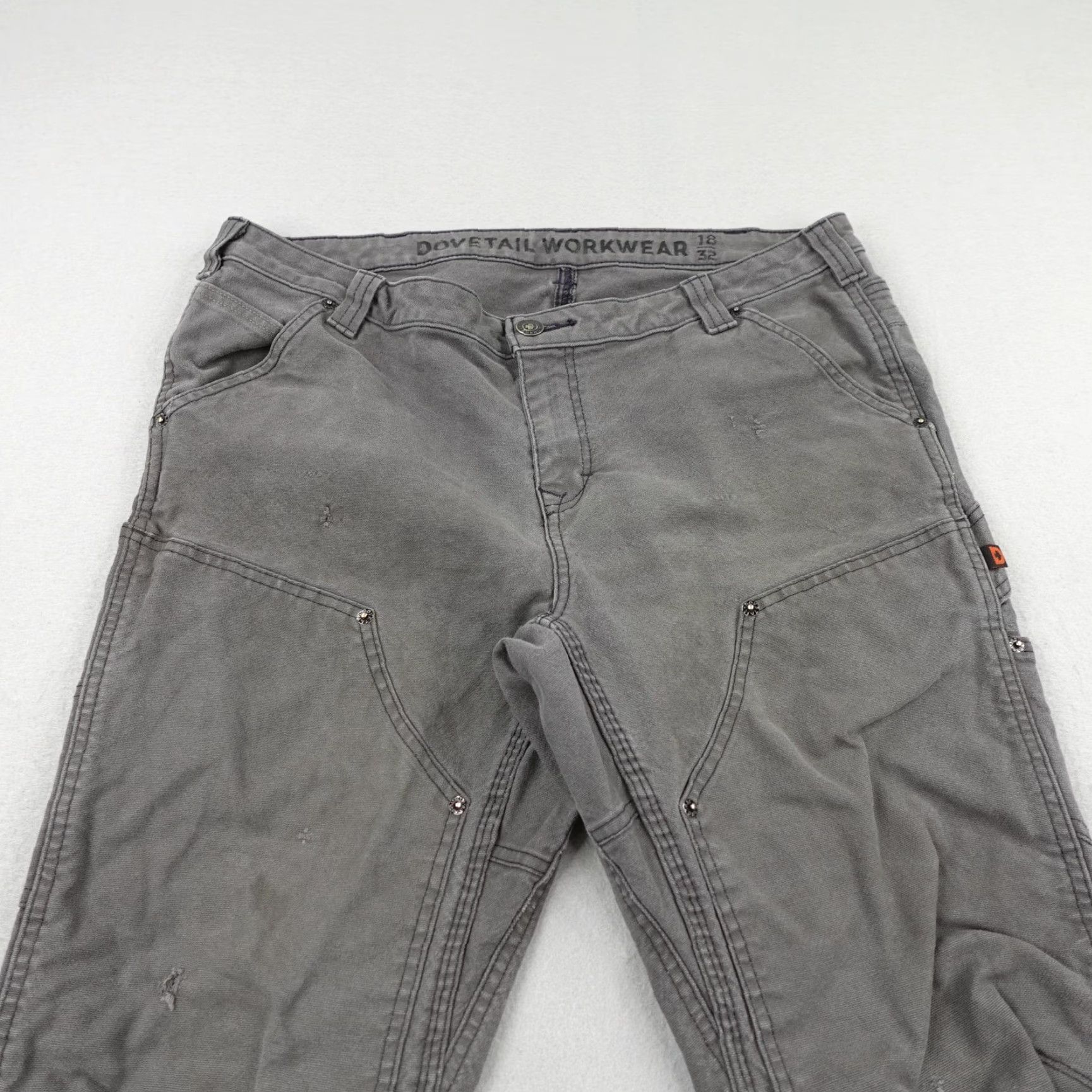 Vintage Dovetail Pants Womens Carpenter Utility Workwear 18 Regular 32 Gray Double Knee Stretch Cotton Spandex Pockets Size 40" / US 18 - 2 Thumbnail