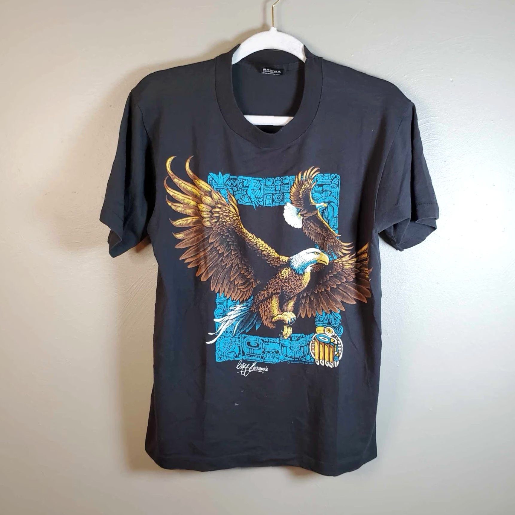 Vintage Vintage 90’s Nature T Shirt Single Stitch Silkmasters INC 1990 Eagle M Usa Made Screen Stars Best Unisex Adults Short Sleeve Black M Size US M / EU 48-50 / 2 - 4 Thumbnail