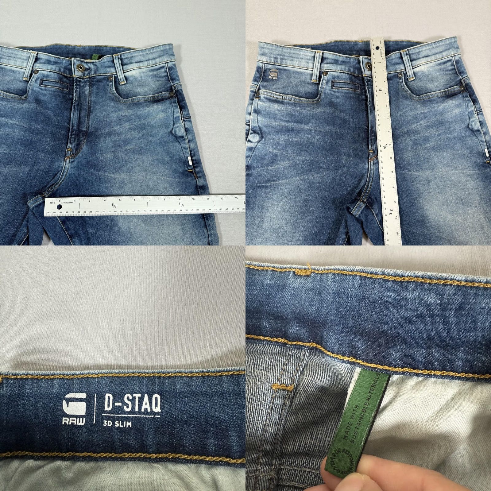 G-Star G-Star Jeans Mens 33x32 Blue D-Staq 3D Slim Denim Pants Skinny Stretch Casual Tapered 3D Size US 33 - 8 Thumbnail