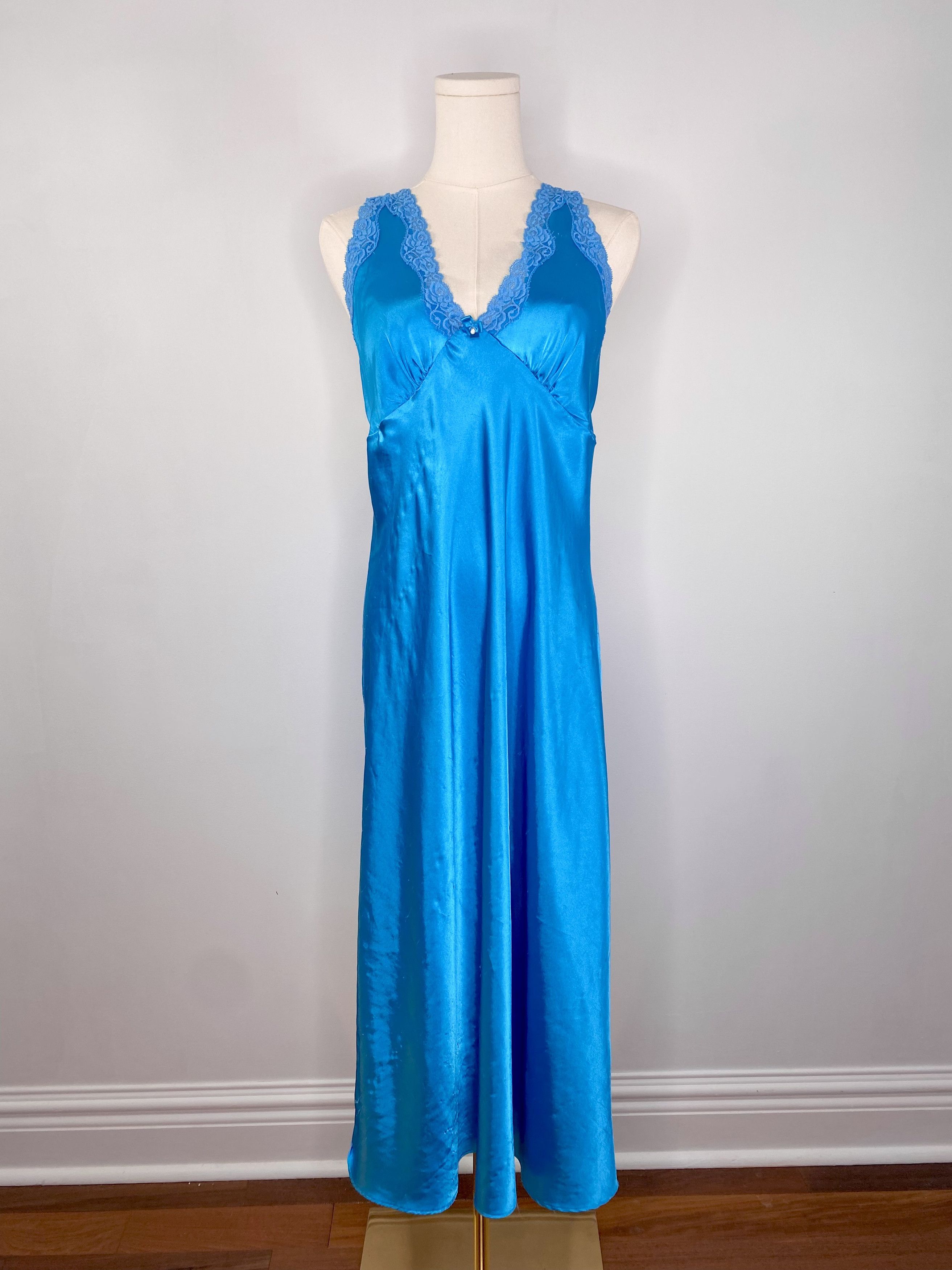 Jones New York Jones New York - Blue Nightgown Satin-Like Slip Dress Size M / US 6-8 / IT 42-44 - 2 Thumbnail