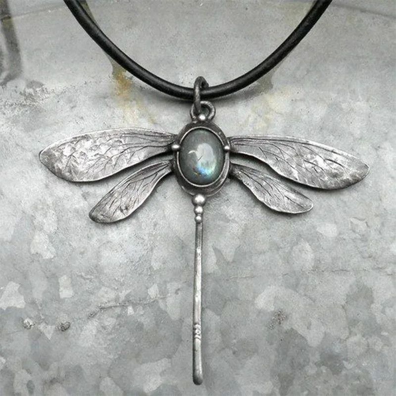 Vintage Vintage Insect Dragonfly Moonstone Necklace Size ONE SIZE - 1 Preview