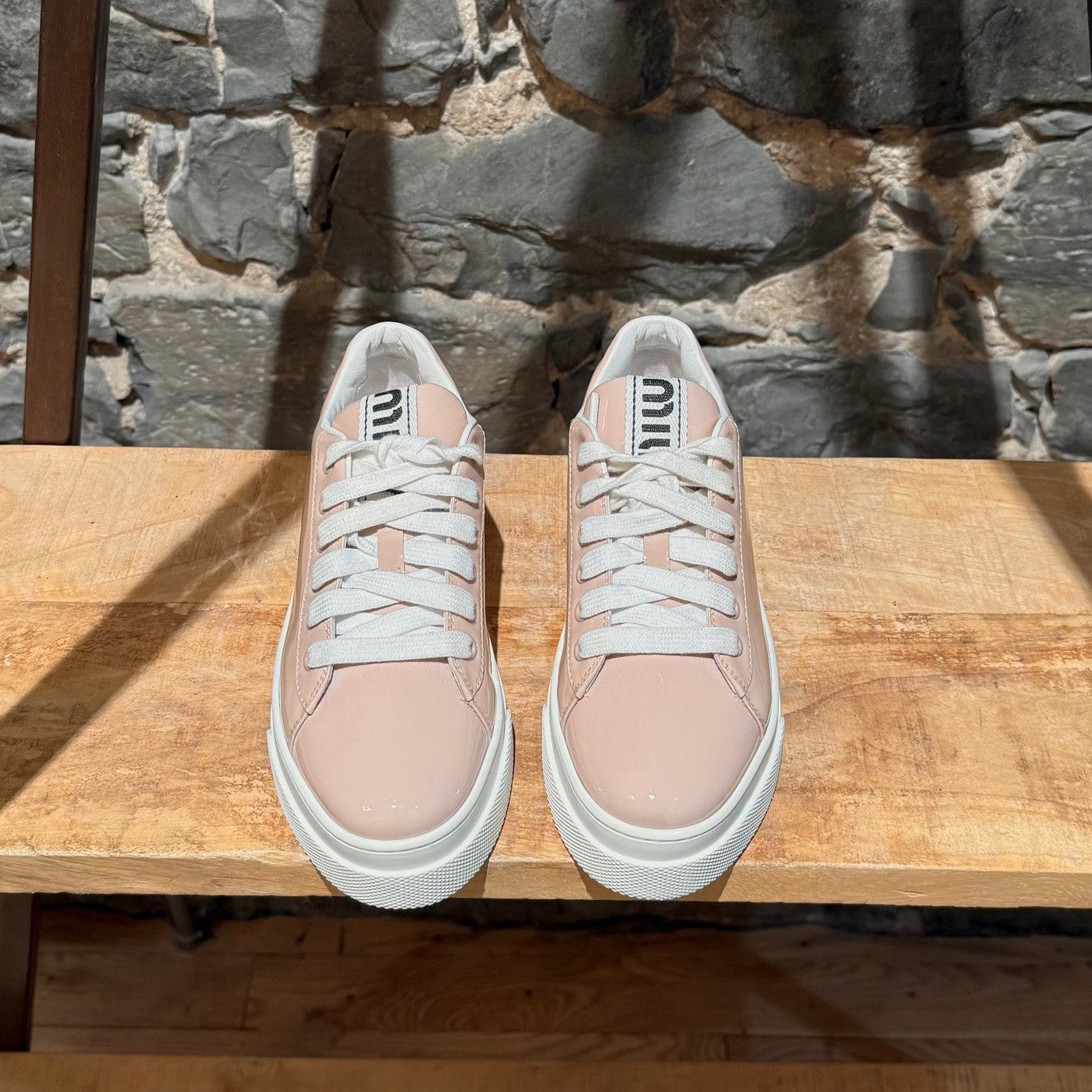 Miu Miu Miu Miu Pink Patent Crystal Heel Platform Sneakers Size US 6 / IT 36 - 3 Thumbnail