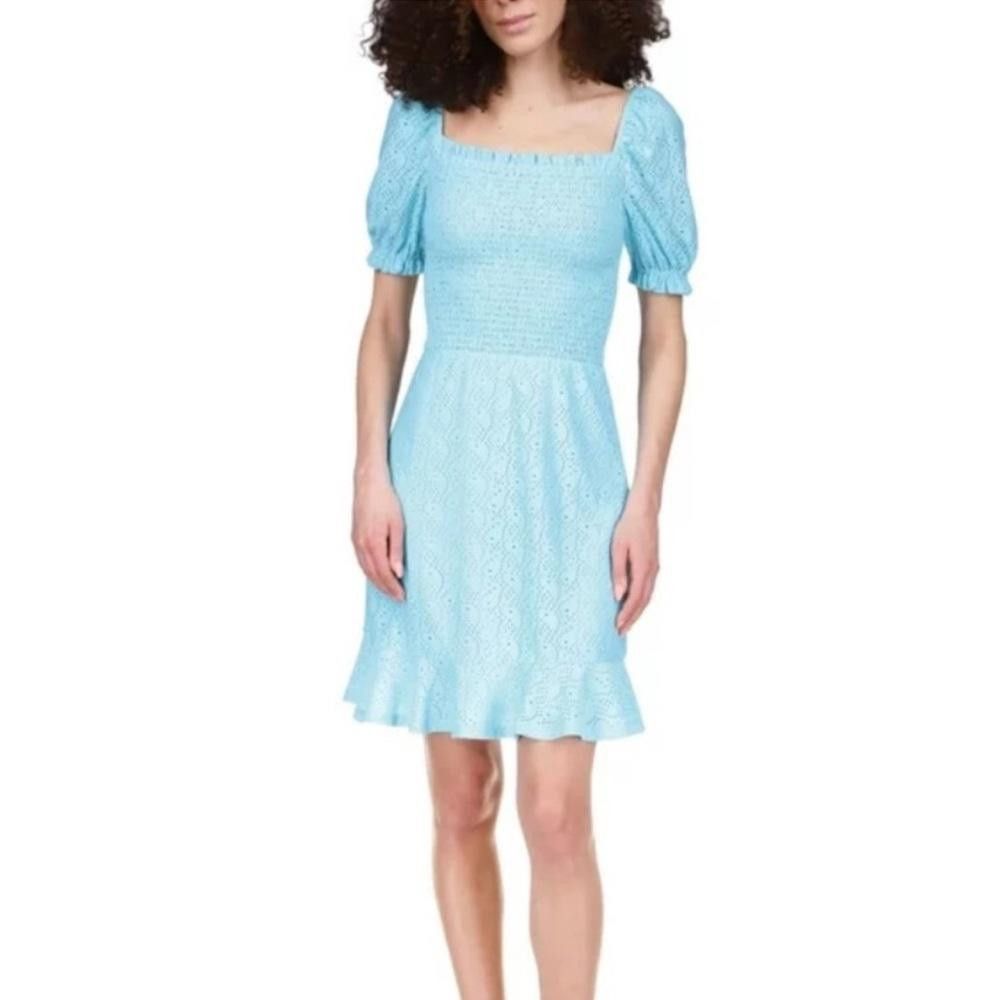 Michael Kors Michael Kors l NWT Turquoise Smocked Eyelet Dress Medium Size M / US 6-8 / IT 42-44 - 10 Thumbnail