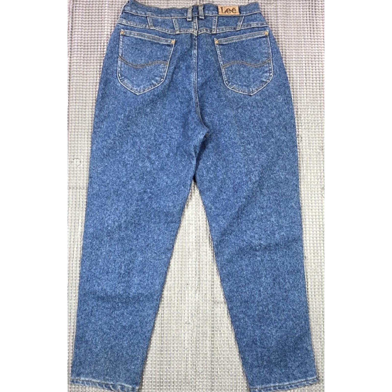 Lee VINTAGE Lee High Waisted Jeans Blue Denim 30x28 Womens Petite 14P Tapered Solid Denim Jeans USA Made 5-Pocket Size 36" / US 14 / IT 50 - 4 Thumbnail