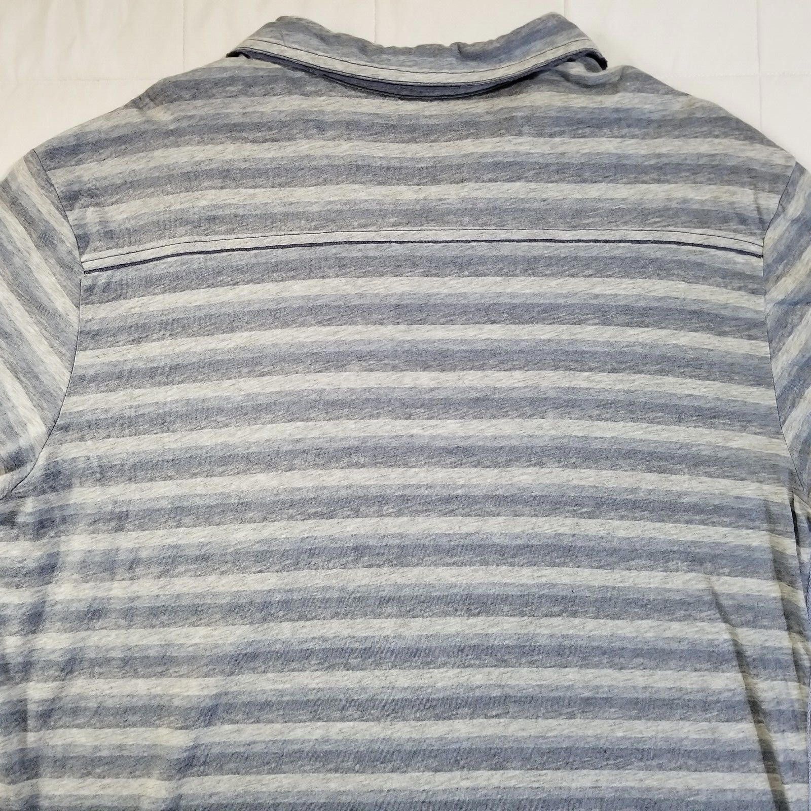 Tommy Bahama Tommy Bahama Large Striped Blue & Gray Heathered Polo Size US L / EU 52-54 / 3 - 12 Thumbnail