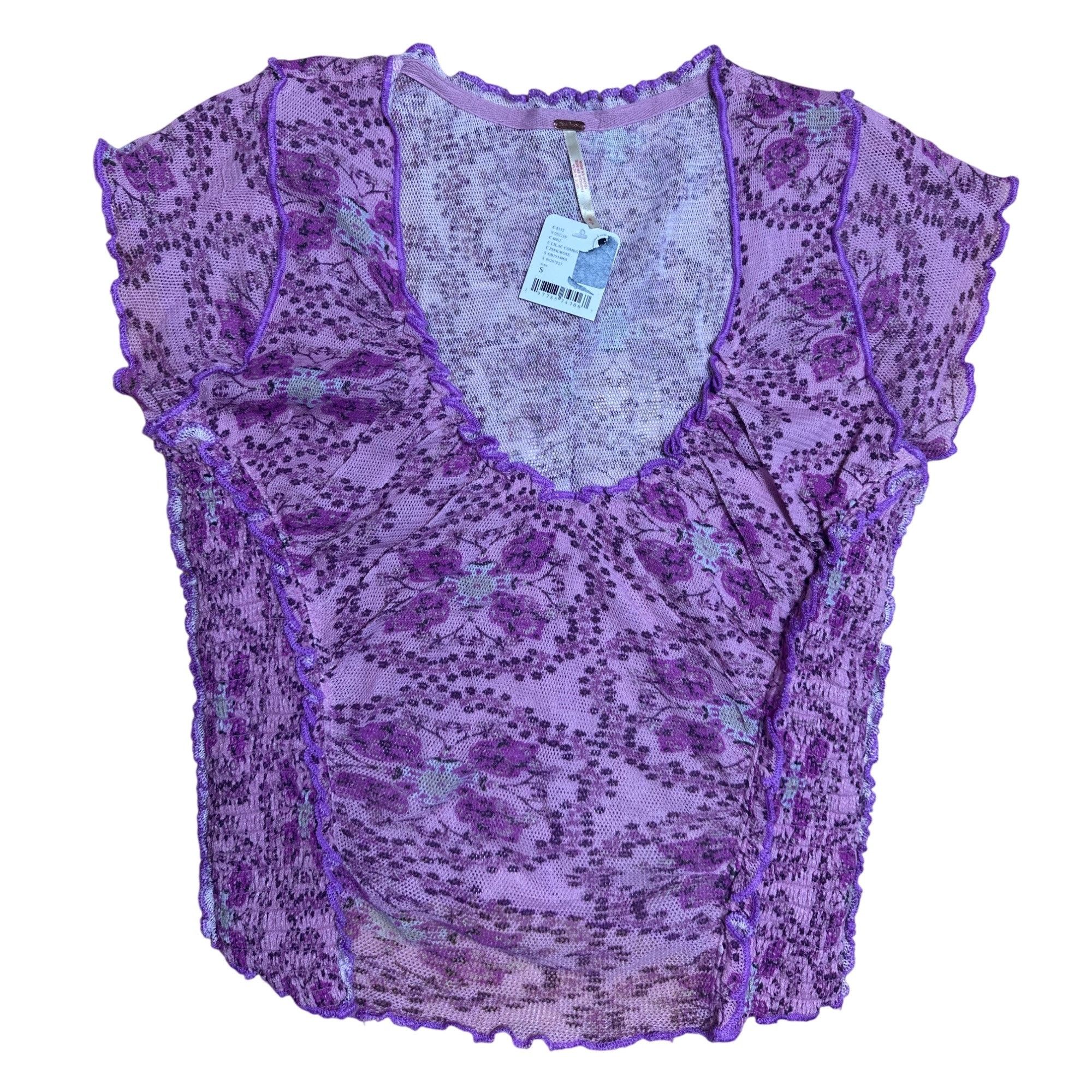 Free People Free People Scoop Neck Ruffled Cropped Lilac Size Small Size S / US 4 / IT 40 - 2 Thumbnail