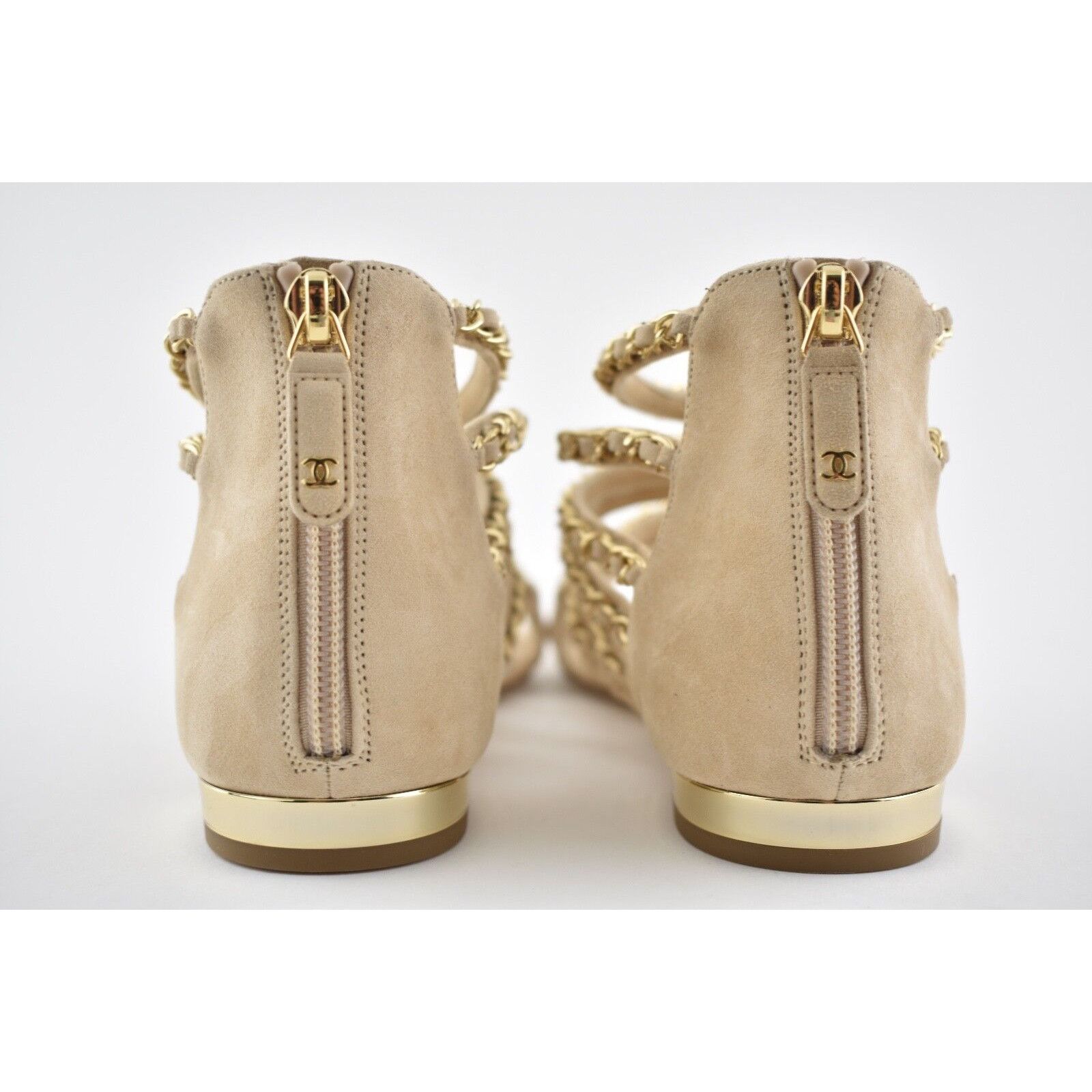 Chanel Chanel 18P Beige Suede Chain Gold CC Gladiator Strap Size US 6.5 / IT 36.5 - 9 Thumbnail