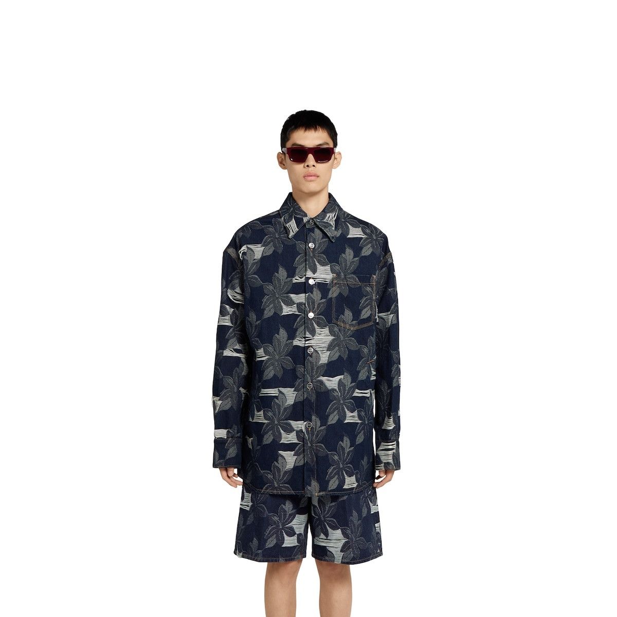 Gucci o1loc1c1125 822248 Cotton Denim Floral Jacquard Shirt Size US L / EU 52-54 / 3 - 3 Thumbnail