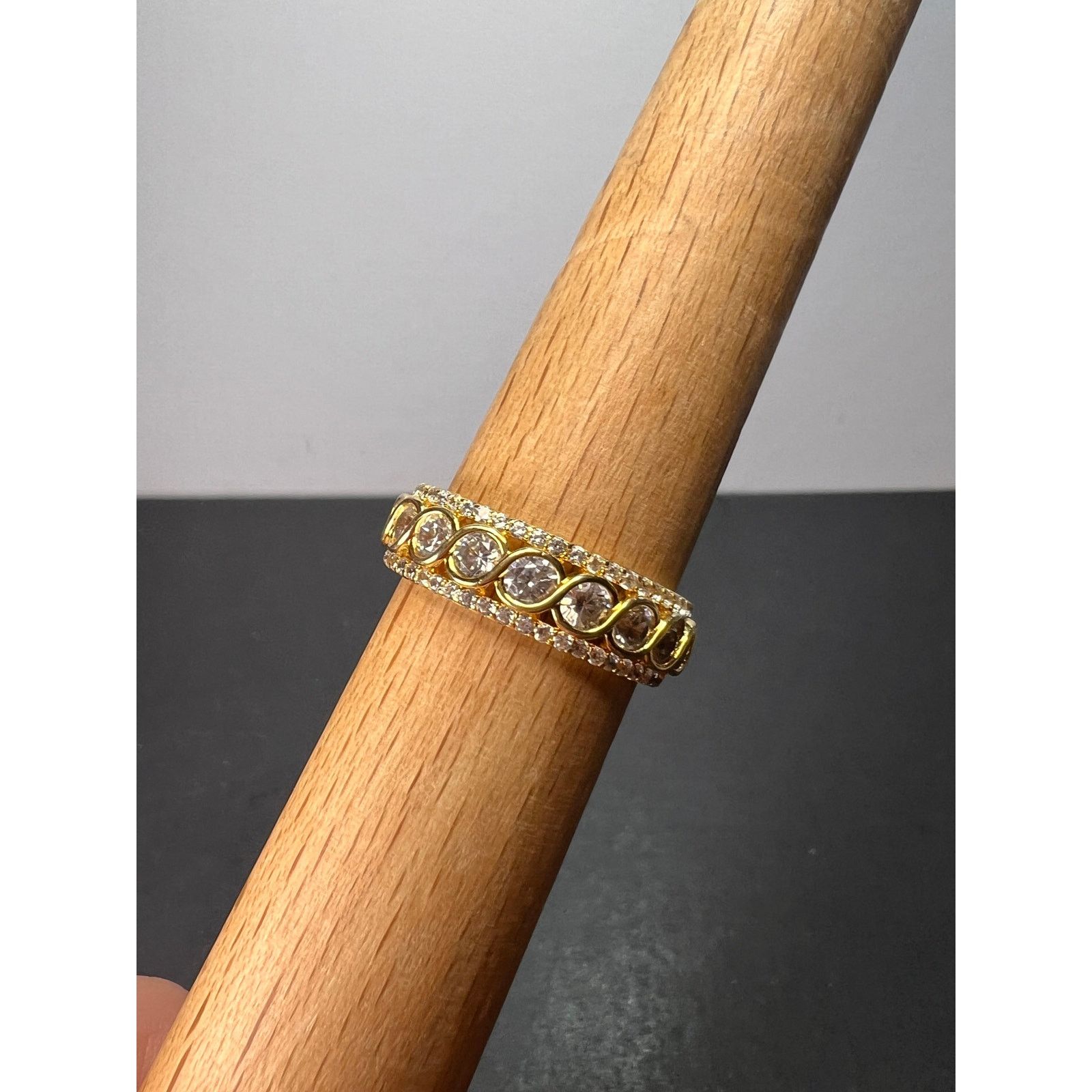 Other CZ gold over Sterling eternity band mens ring size 11 Size ONE SIZE - 8 Thumbnail
