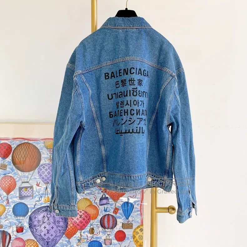 Balenciaga Balenciaga Blue Letter Logo Denim Jacket Size US M / EU 48-50 / 2 - 2 Thumbnail
