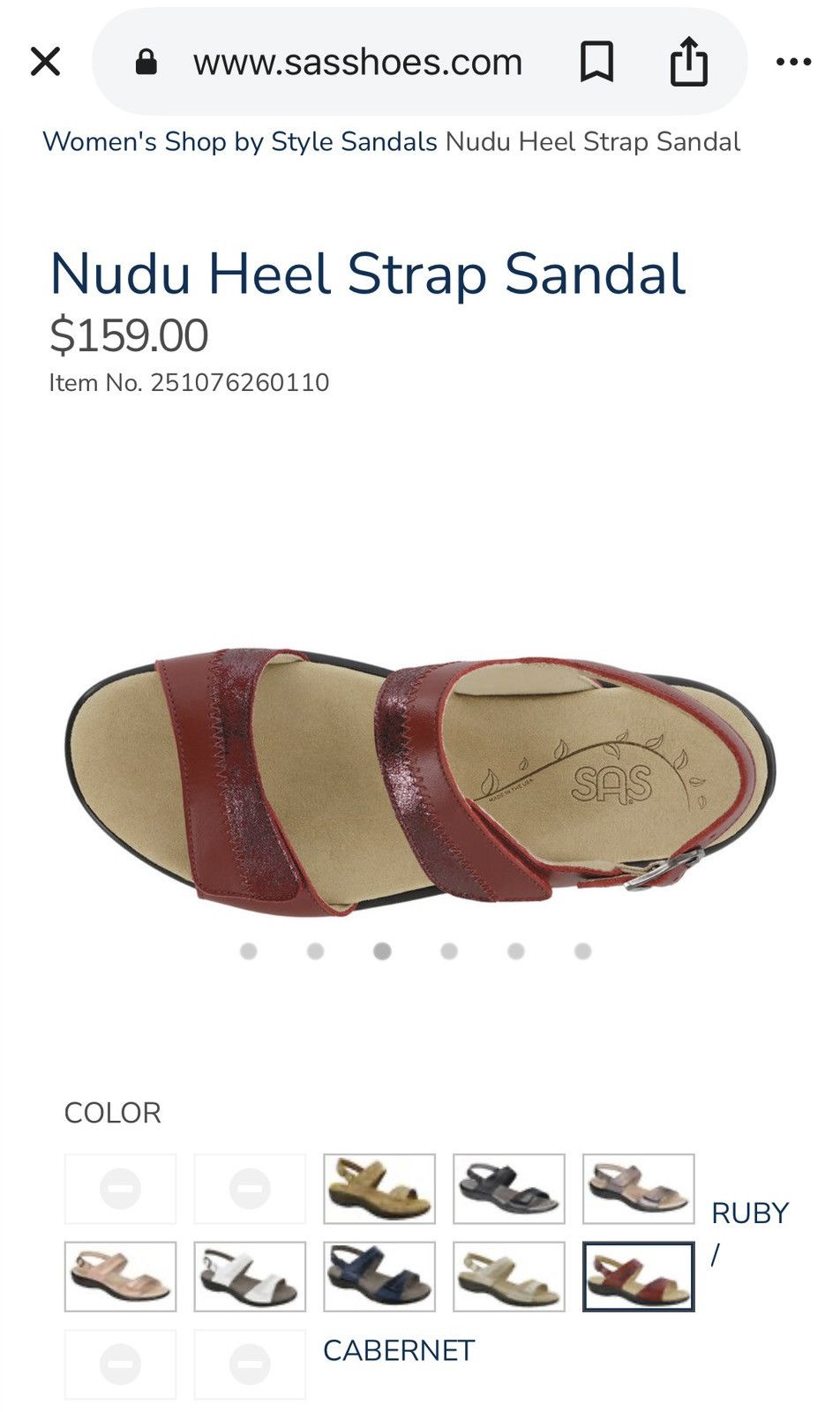 SAS SAS Nudu Heel Strap Sandal Ruby Cabernet Size 8 N (narrow) Size US 8 / IT 38 - 13 Thumbnail