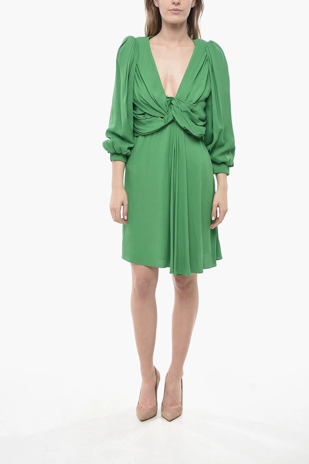 Celine og1mm0326 Draped Midi Dress in Green Size M / US 6-8 / IT 42-44 - 1 Thumbnail