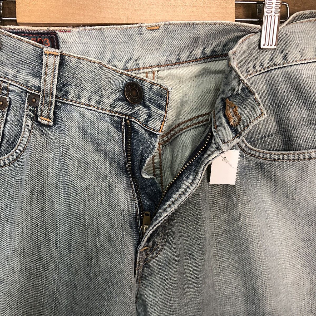 Edwin blue faded distressed ripped vintage Denim Pants #7387