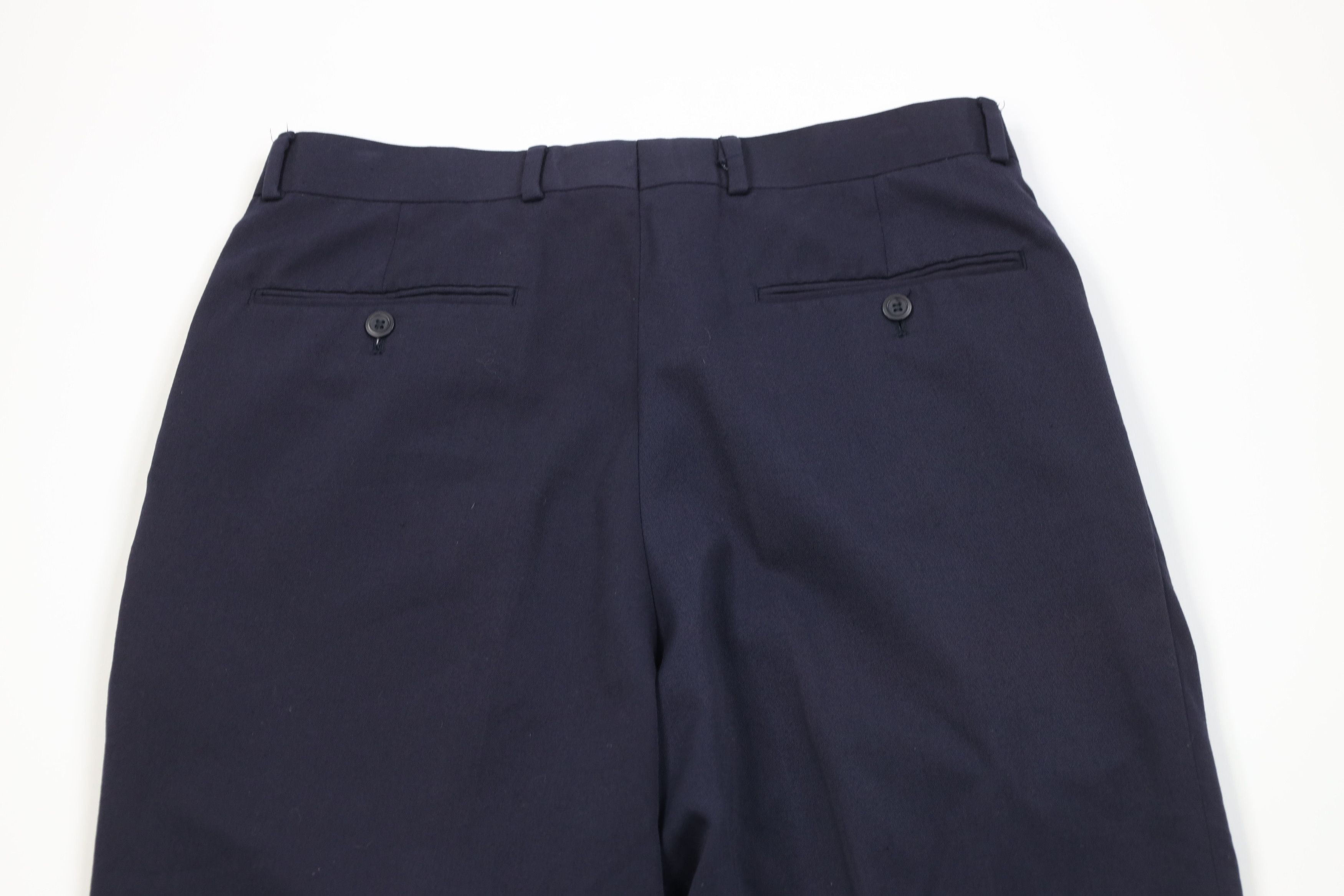 Vintage Vintage 90s Gabardine Knit Wide Leg Chino Pants Navy Blue Size US 32 / EU 48 - 11 Thumbnail