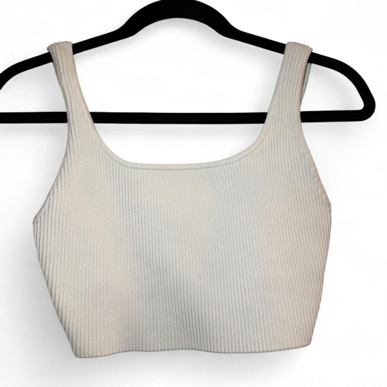 Aritzia Babaton Ribbed Knit Crop Tank Top Ivory Cream Sleeveless Size S / US 4 / IT 40 - 1 Thumbnail