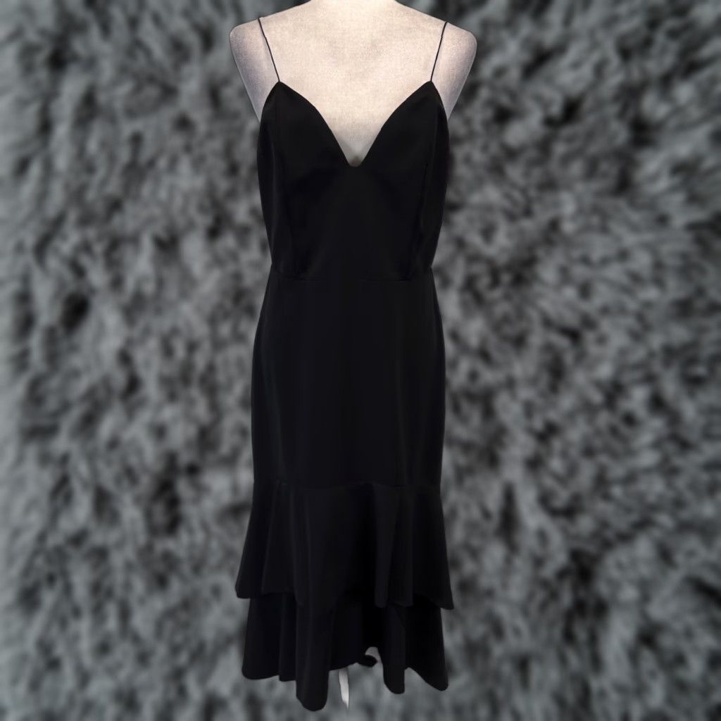 Alice + Olivia Alice + Olivia Midi Dress Gown Sz 10 Women’s Black Tiered Skirt Spaghetti Straps Size 32" / US 10 / IT 46 - 1 Thumbnail