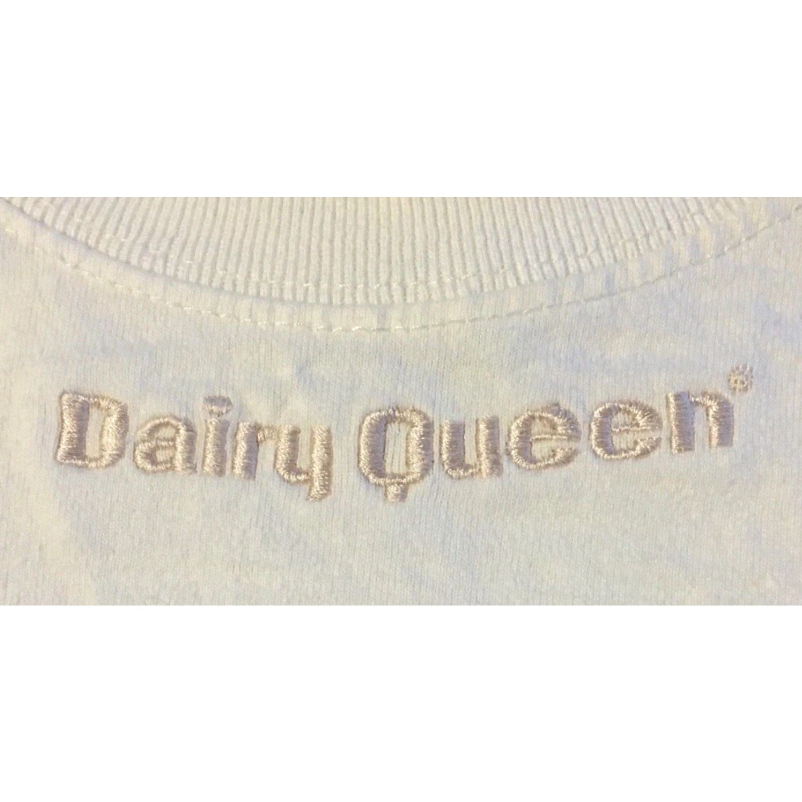 VINTAGE Dairy Queen Shirt S White 90s Faded Mock Neck Long Sleeve BMX Grunge Fast Food Surf Skate Car Retro USA Mens