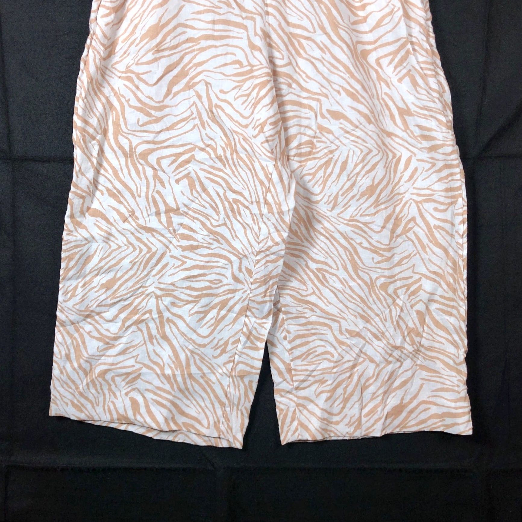 Nicole Miller Nicole Miller Womens Pants White Tan Zebra Print Pull On Capris 100% Linen M Size 29" - 3 Thumbnail