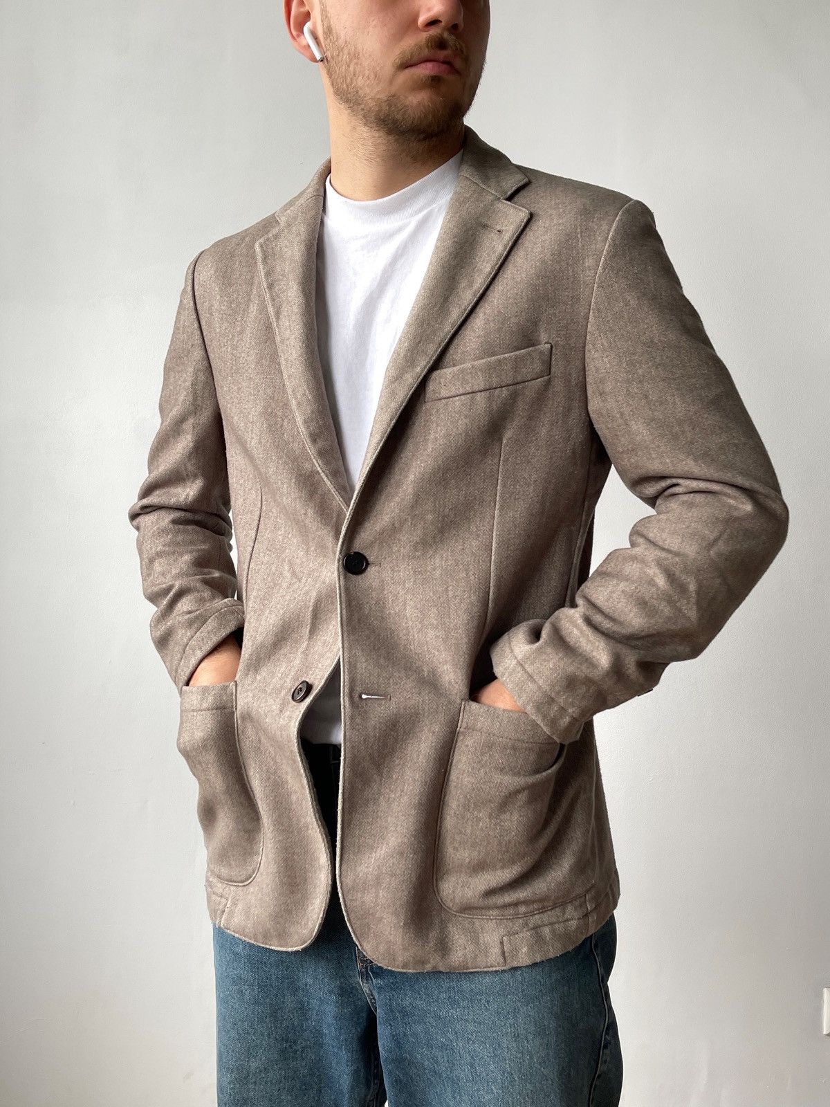 Aquascutum Aquascutum Men’s Sport Wool Beige Brown Blazer Size 42R Size 42R - 2 Thumbnail