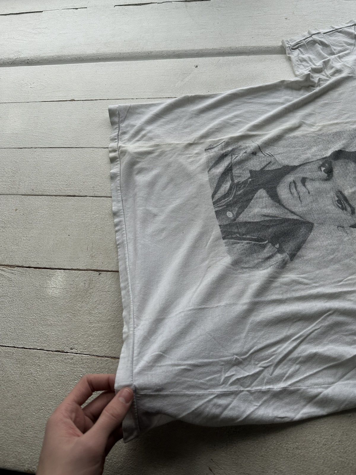 Vintage ARCHIVE 🚨 ELVIS PRESLEY SINGLE STITCH WHITE TEE BIG LOGO 80S Size US XL / EU 56 / 4 - 12 Thumbnail