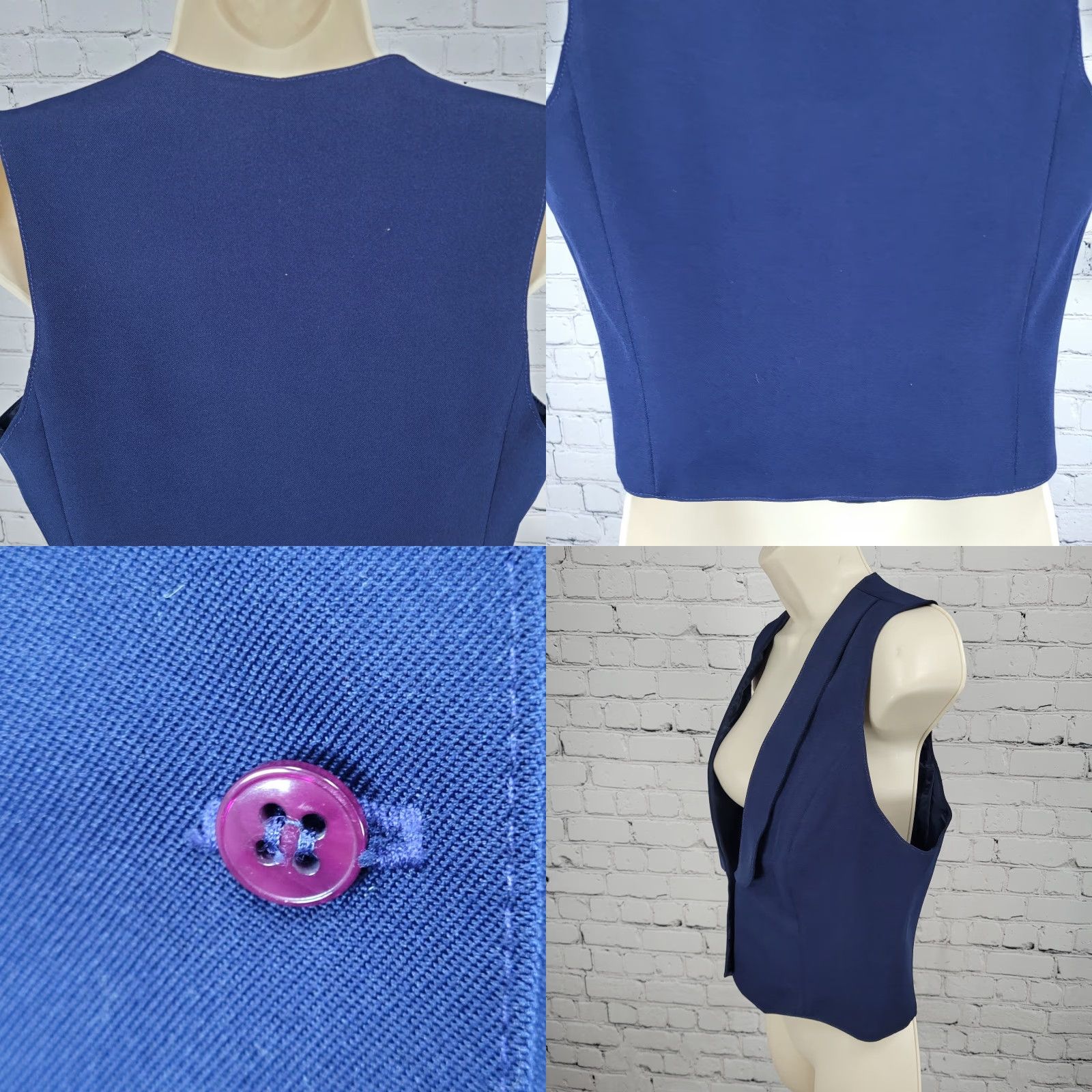 Vintage VTG Pan-ter Vest Navy 100% Wool Shawl Lapel Buttoned Lined Size 11/12 Union Made Size L / US 10 / IT 46 - 8 Thumbnail