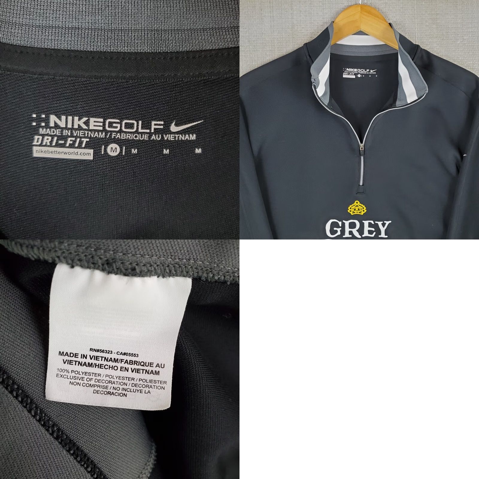 Nike Nike Golf Windbreaker Pullover 1/2 Zip Dri-Fit Mens Medium Black Two Sided Grey Poupon Logo Two Sided 100% Polyester Size US M / EU 48-50 / 2 - 9 Thumbnail
