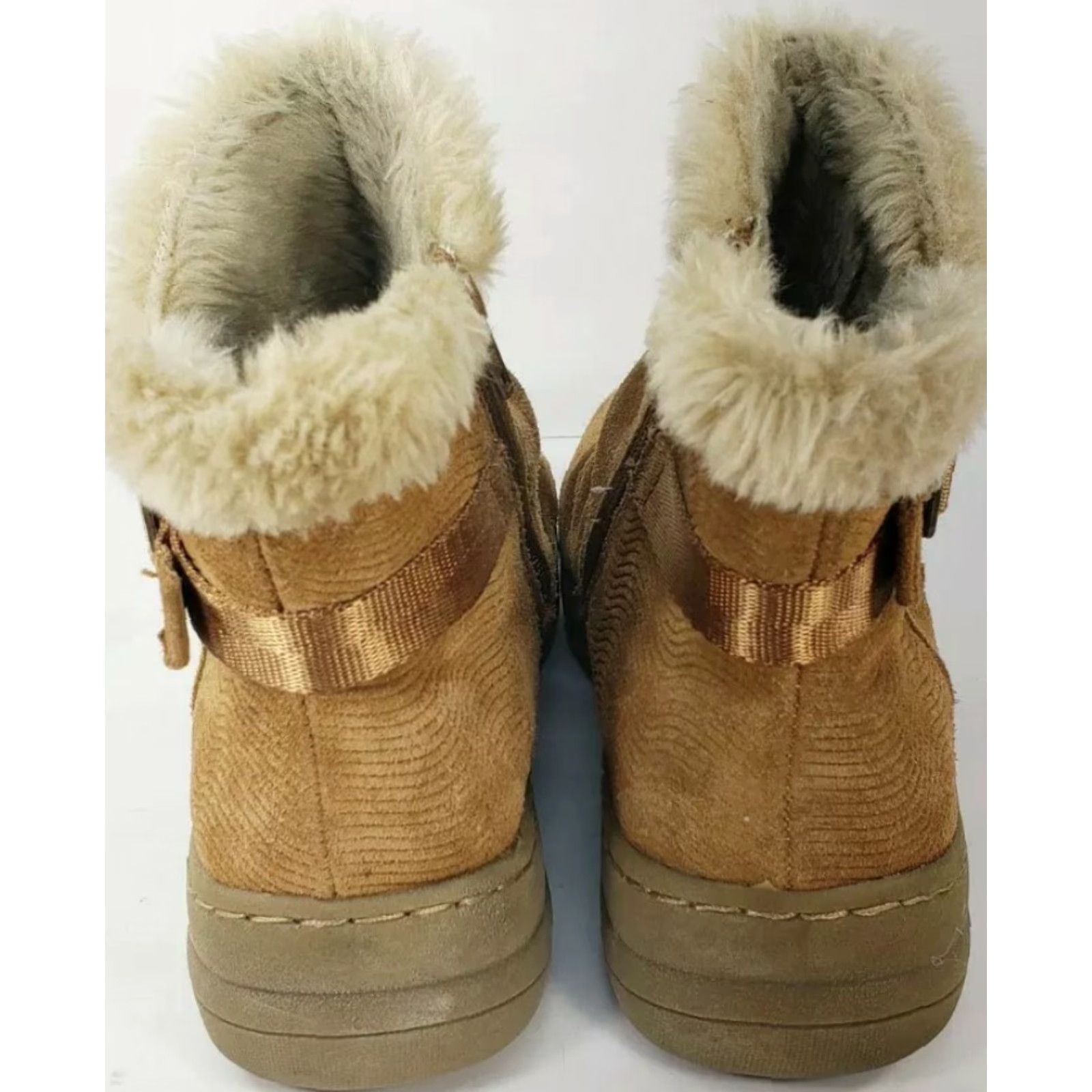 Vintage Bare Traps Avita Suede Ankle Bootie Women's Size 7.5M Tan Side Zip Faux Fur Top So Size M / US 6-8 / IT 42-44 - 6 Thumbnail