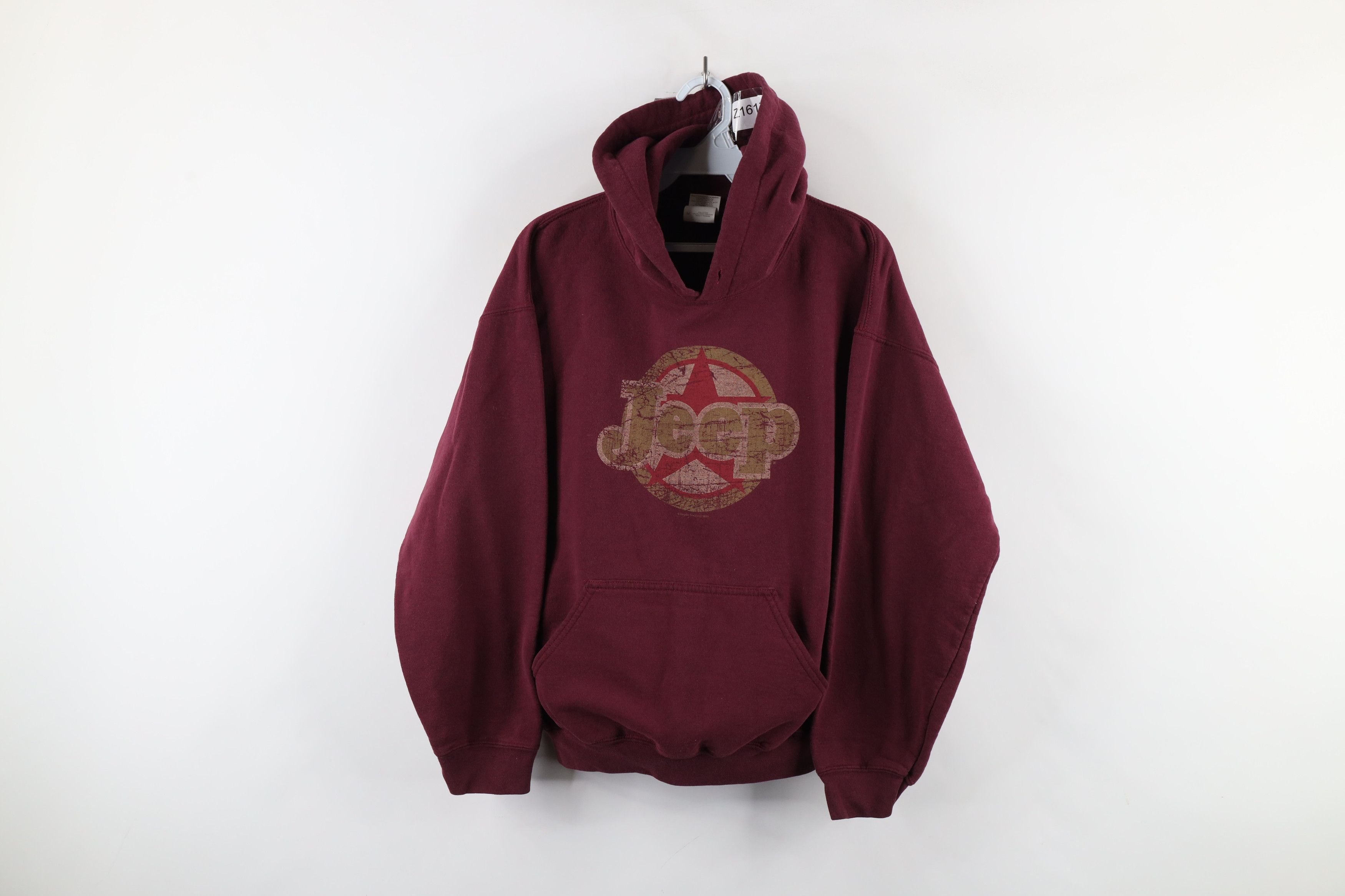 Vintage Vintage Y2K Jeep Motors Spell Out Hoodie Sweatshirt Maroon Size US M / EU 48-50 / 2 - 1 Thumbnail