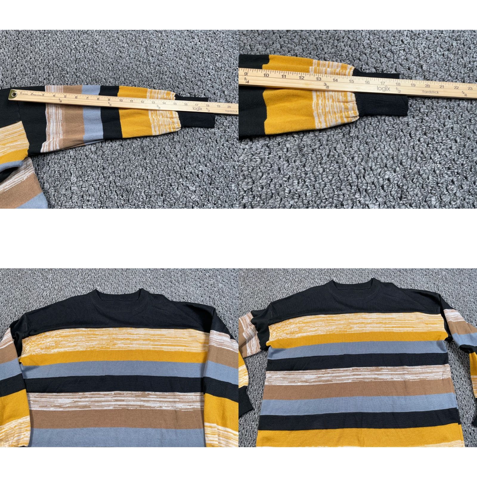 Vintage VINTAGE Y2K Style Striped Crewneck Sweater Women's XL Black Yellow Boxy Fit Knit Skater Crewneck Size XL / US 12-14 / IT 48-50 - 8 Thumbnail