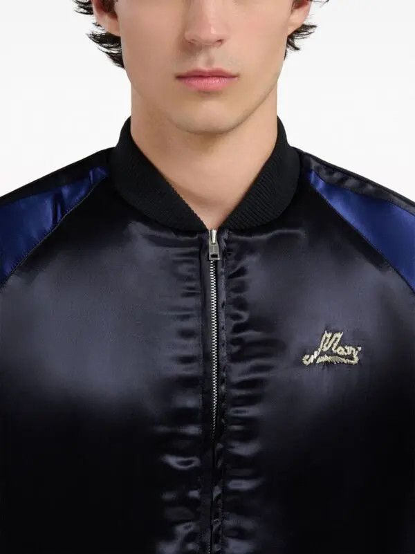 Marni o1w1db11125 Logo-Embroidered Satin Bomber Jacket in Blue Size US M / EU 48-50 / 2 - 5 Thumbnail