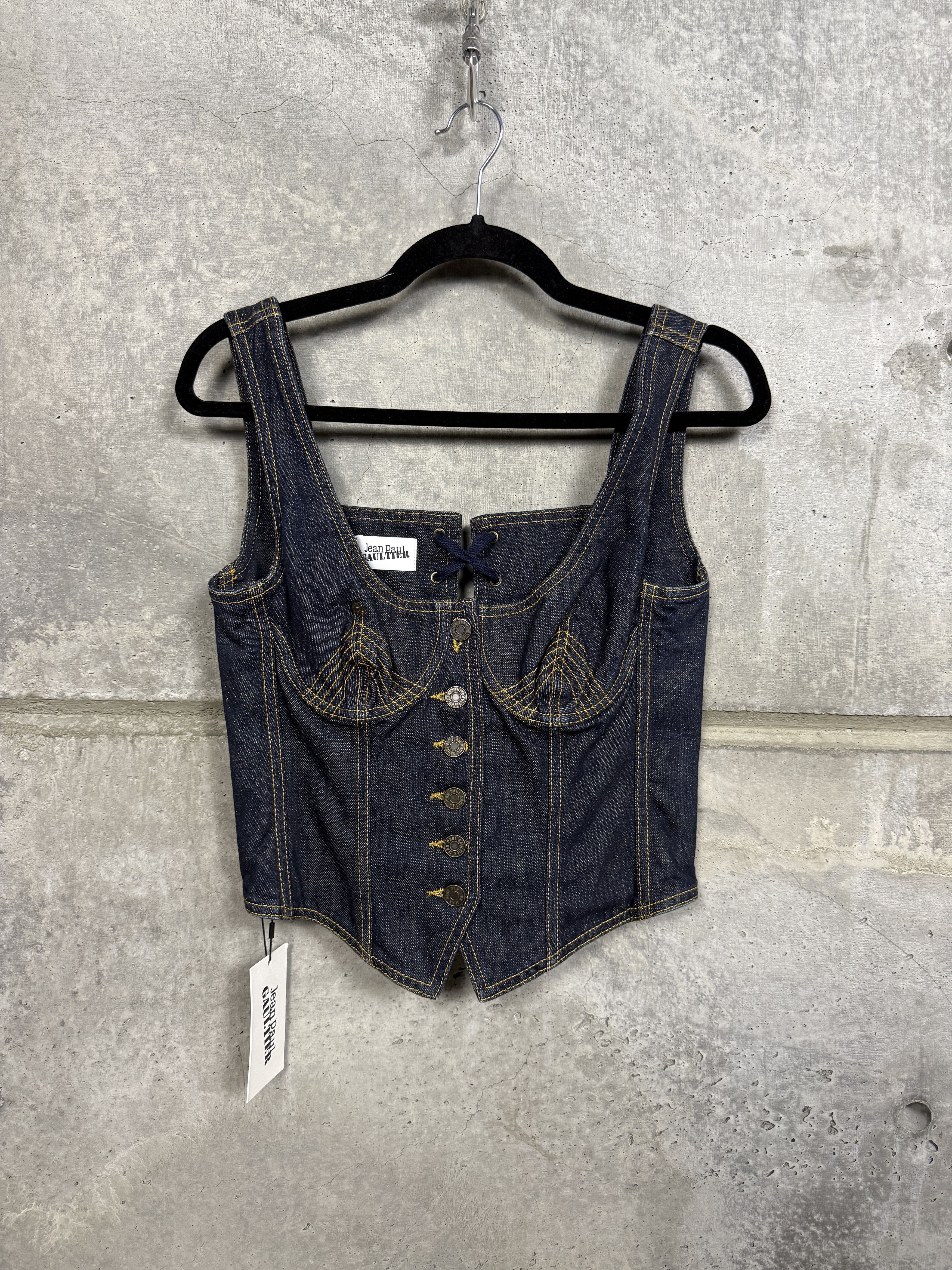 Jean Paul Gaultier $912 Jean Paul Gaultier Denim Bustier Size XS / US 0-2 / IT 36-38 - 6 Thumbnail