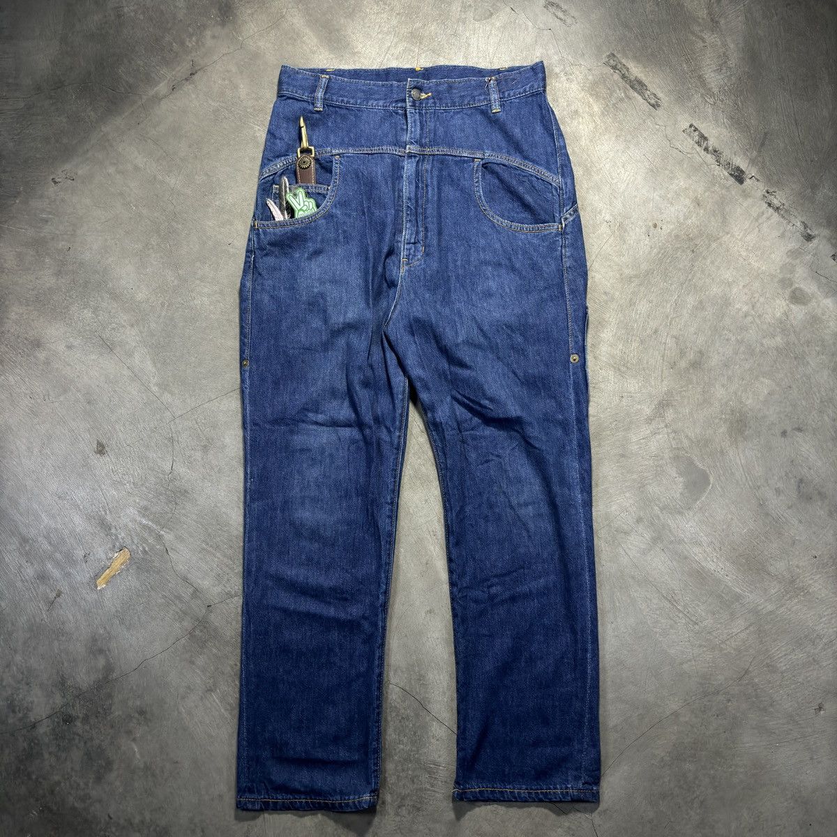 image of If Six Was Nine x Issey Miyake Mercibeaucoup Jevous Enprie By Issey Miyake Drop Crotch in Blue (Siz